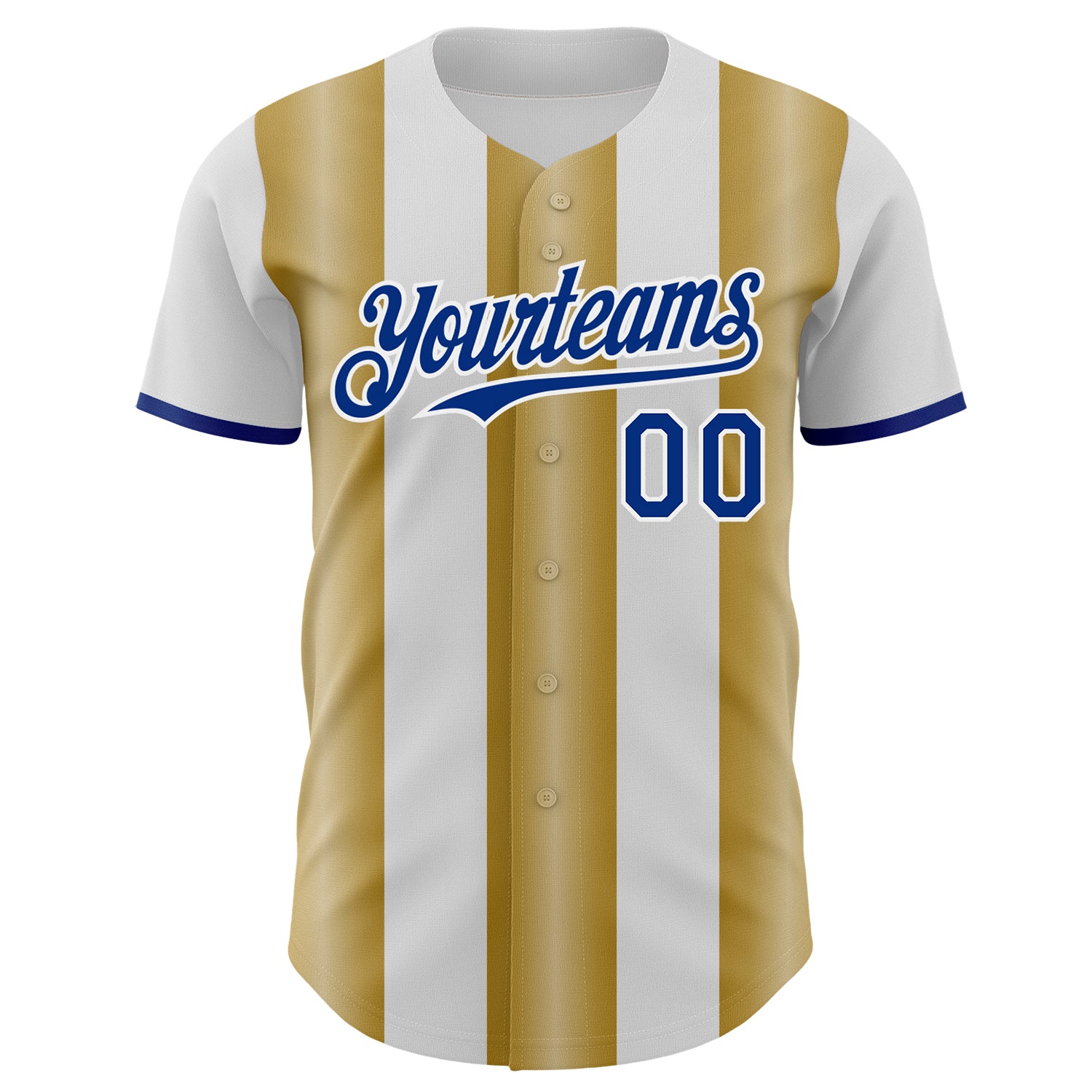 Custom White Royal-Old Gold Gradient Vertical Stripe Argentina Style Authentic Baseball Jersey baseball jersey product view 2