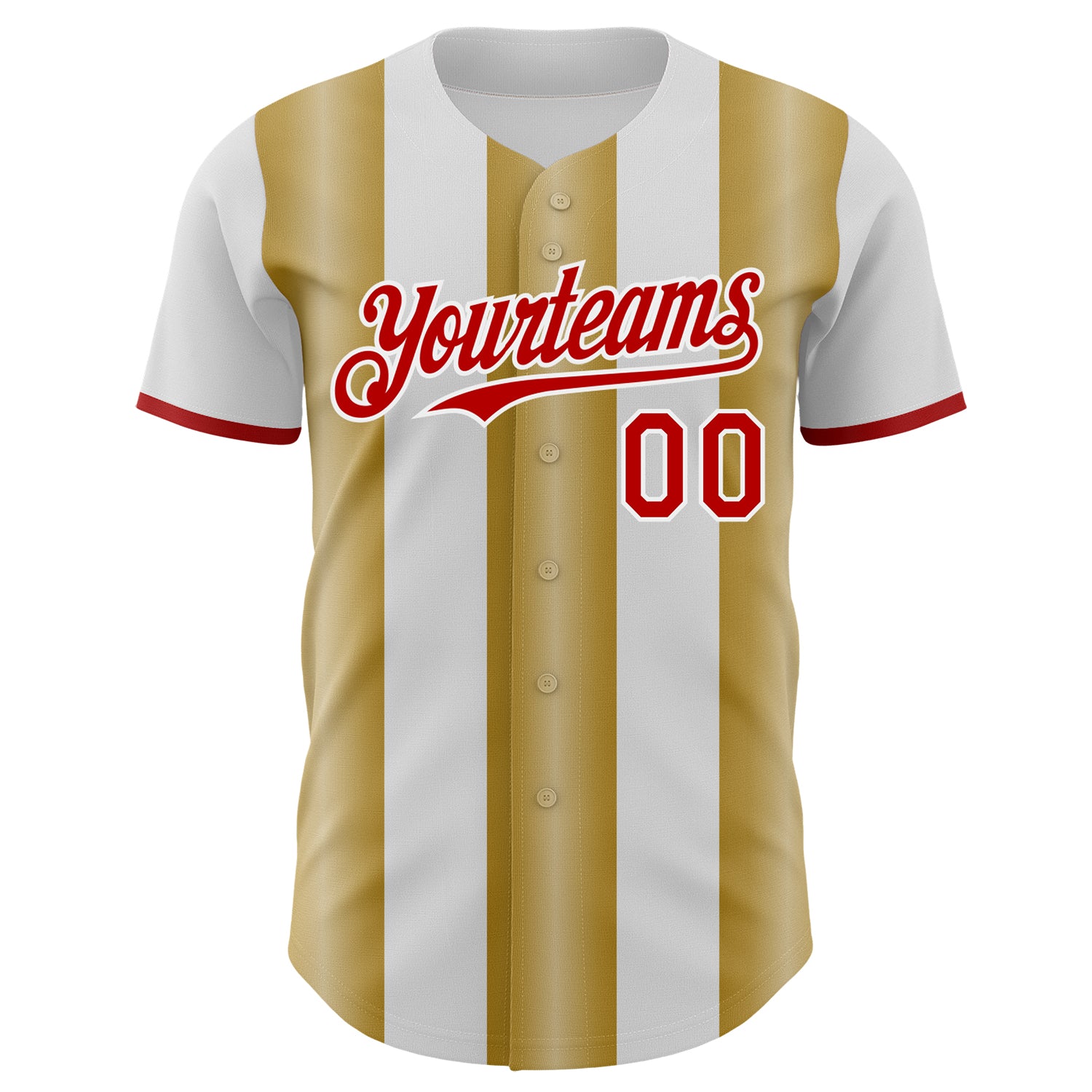 Custom White Red-Old Gold Gradient Vertical Stripe Argentina Style Authentic Baseball Jersey baseball jersey product view 2