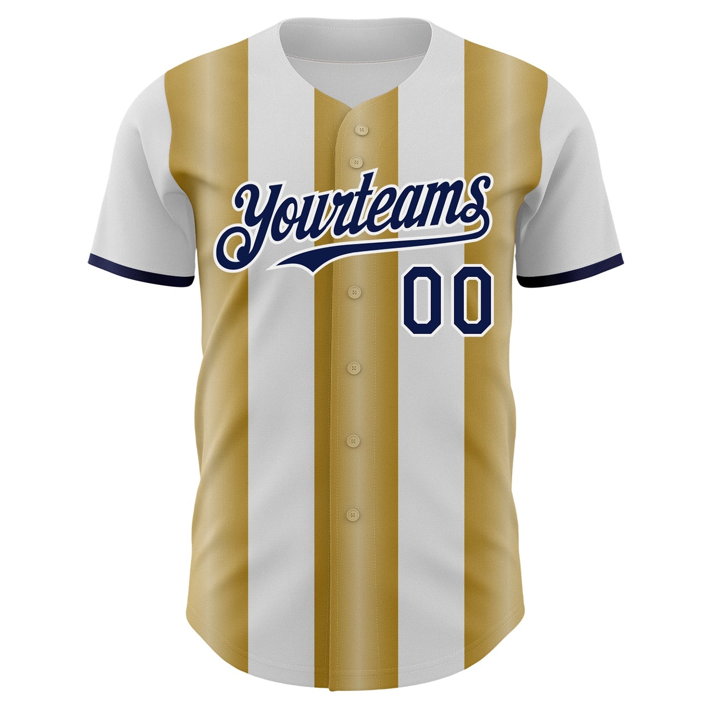 Custom White Navy-Old Gold Gradient Vertical Stripe Argentina Style Authentic Baseball Jersey baseball jersey product view 2