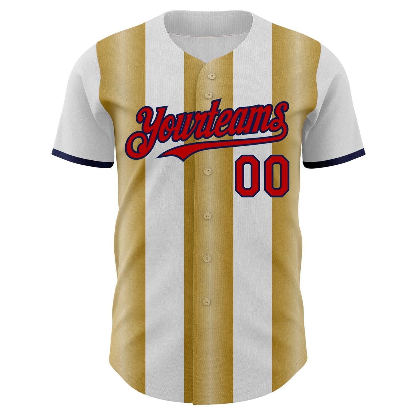 Custom White Red Old Gold-Navy Gradient Vertical Stripe Argentina Style Authentic Baseball Jersey baseball jersey product view 2