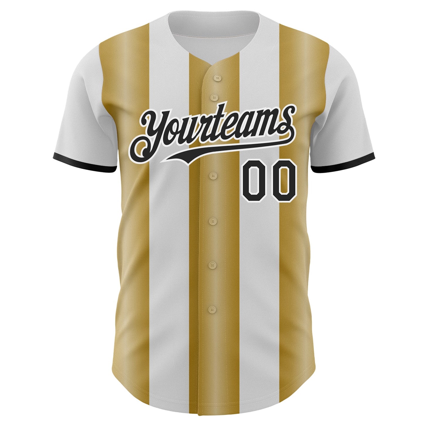 Custom White Black-Old Gold Gradient Vertical Stripe Argentina Style Authentic Baseball Jersey baseball jersey product view 2