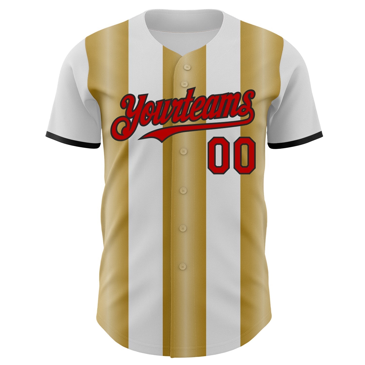 Custom White Red Old Gold-Black Gradient Vertical Stripe Argentina Style Authentic Baseball Jersey baseball jersey product view 2