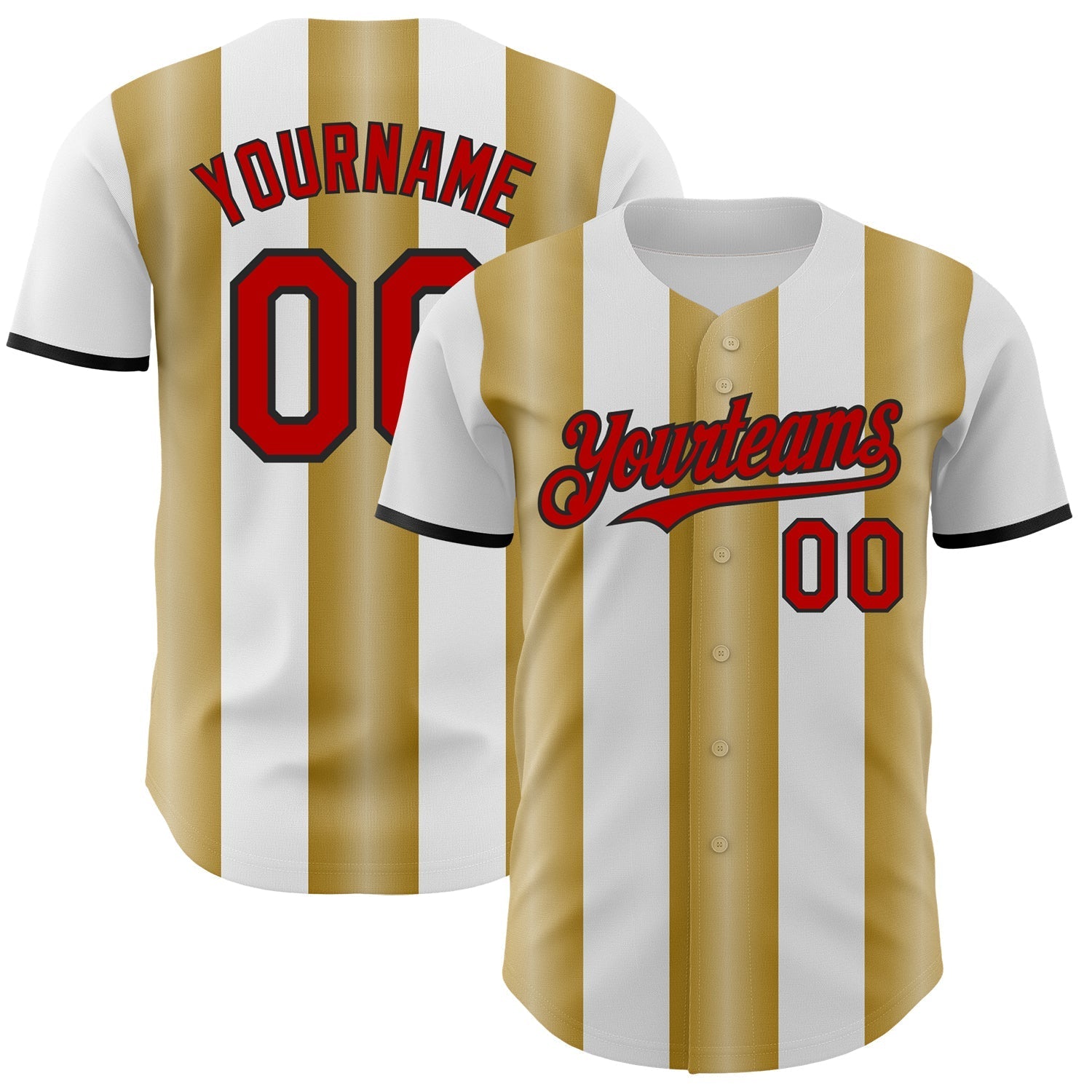 Custom White Red Old Gold-Black Gradient Vertical Stripe Argentina Style Authentic Baseball Jersey baseball jersey product view 1