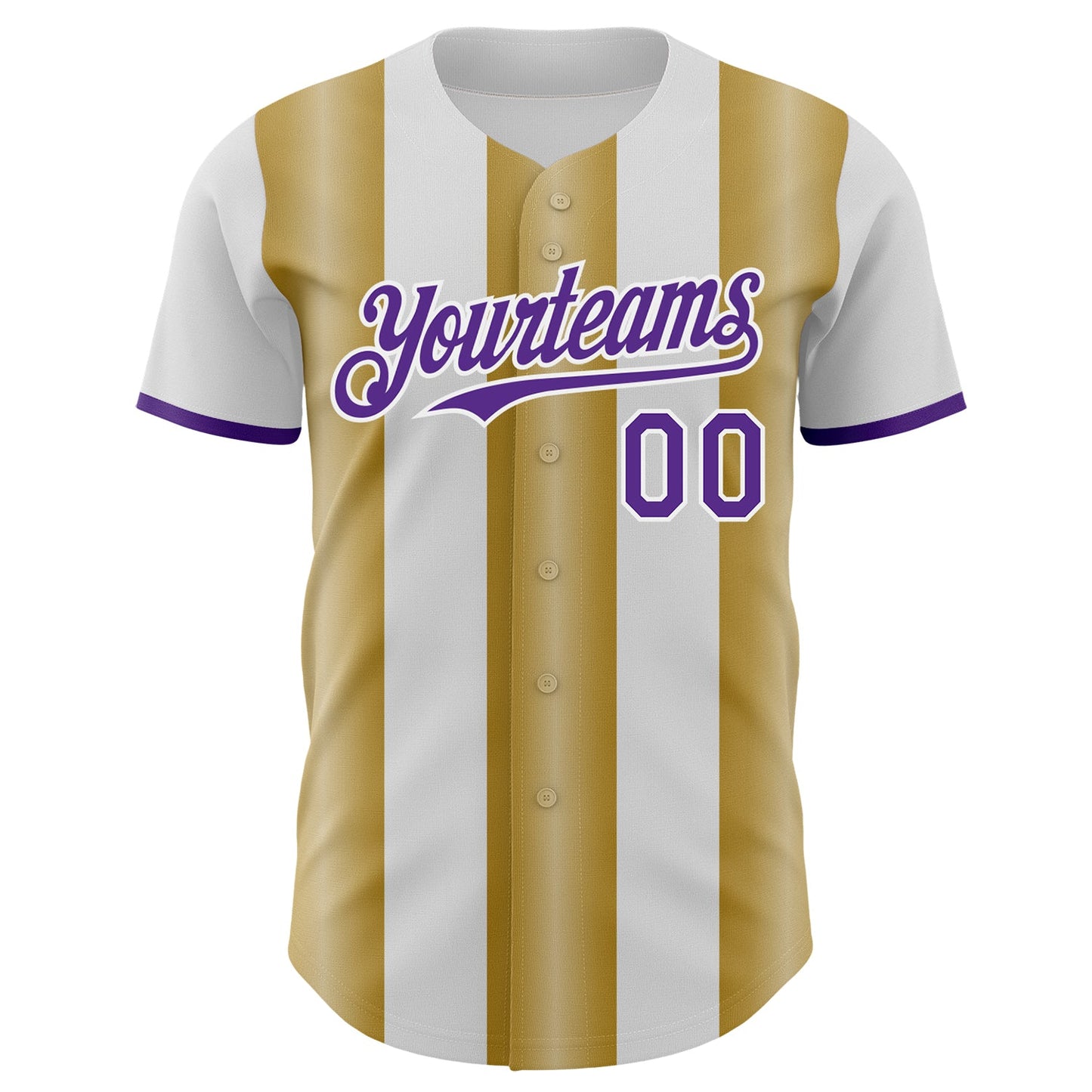 Custom White Purple-Old Gold Gradient Vertical Stripe Argentina Style Authentic Baseball Jersey baseball jersey product view 2