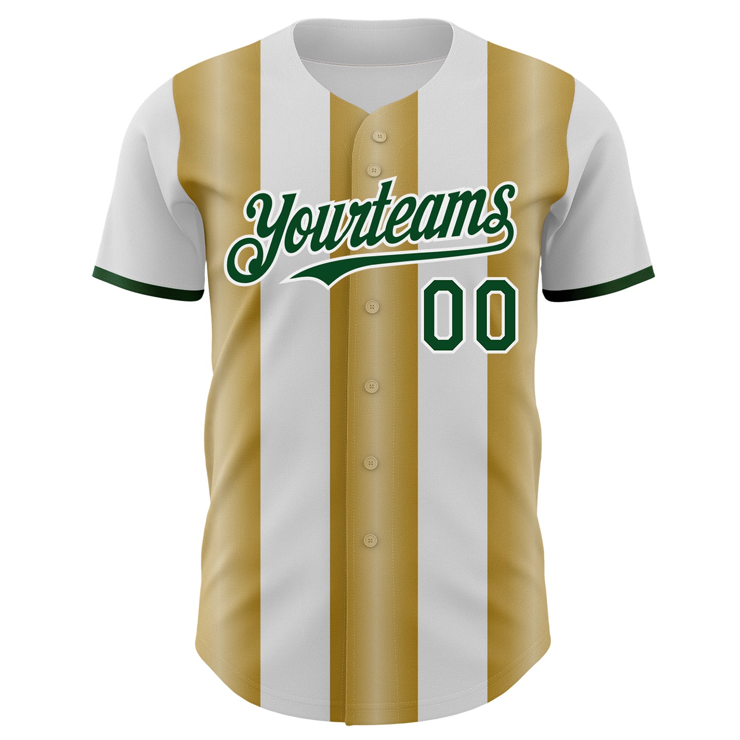 Custom White Green-Old Gold Gradient Vertical Stripe Argentina Style Authentic Baseball Jersey baseball jersey product view 2
