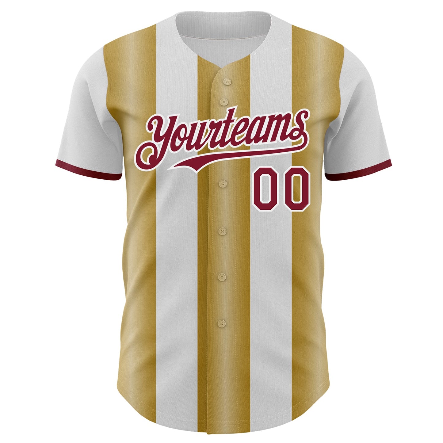 Custom White Crimson-Old Gold Gradient Vertical Stripe Argentina Style Authentic Baseball Jersey baseball jersey product view 2