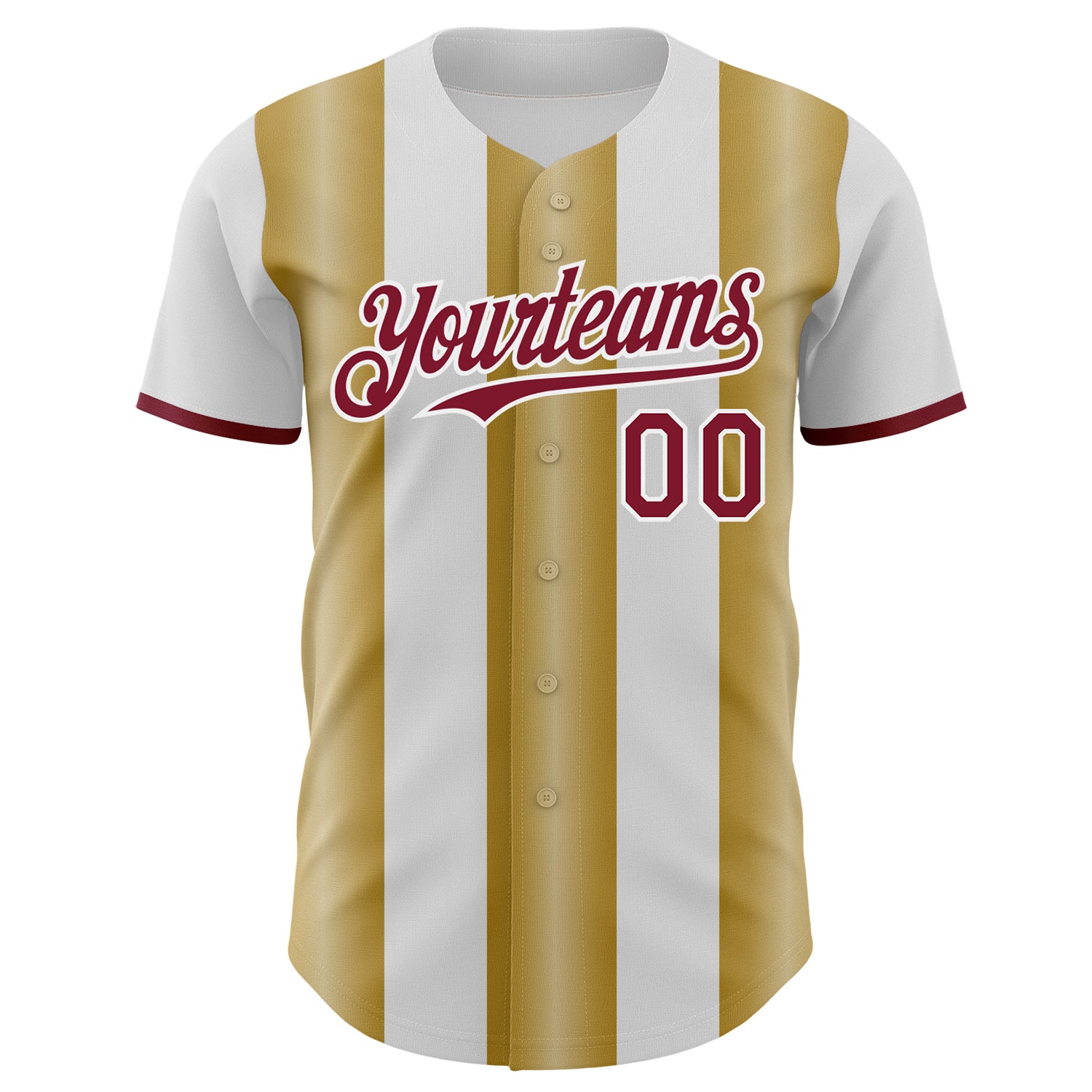 Custom White Crimson-Old Gold Gradient Vertical Stripe Argentina Style Authentic Baseball Jersey baseball jersey product view 2