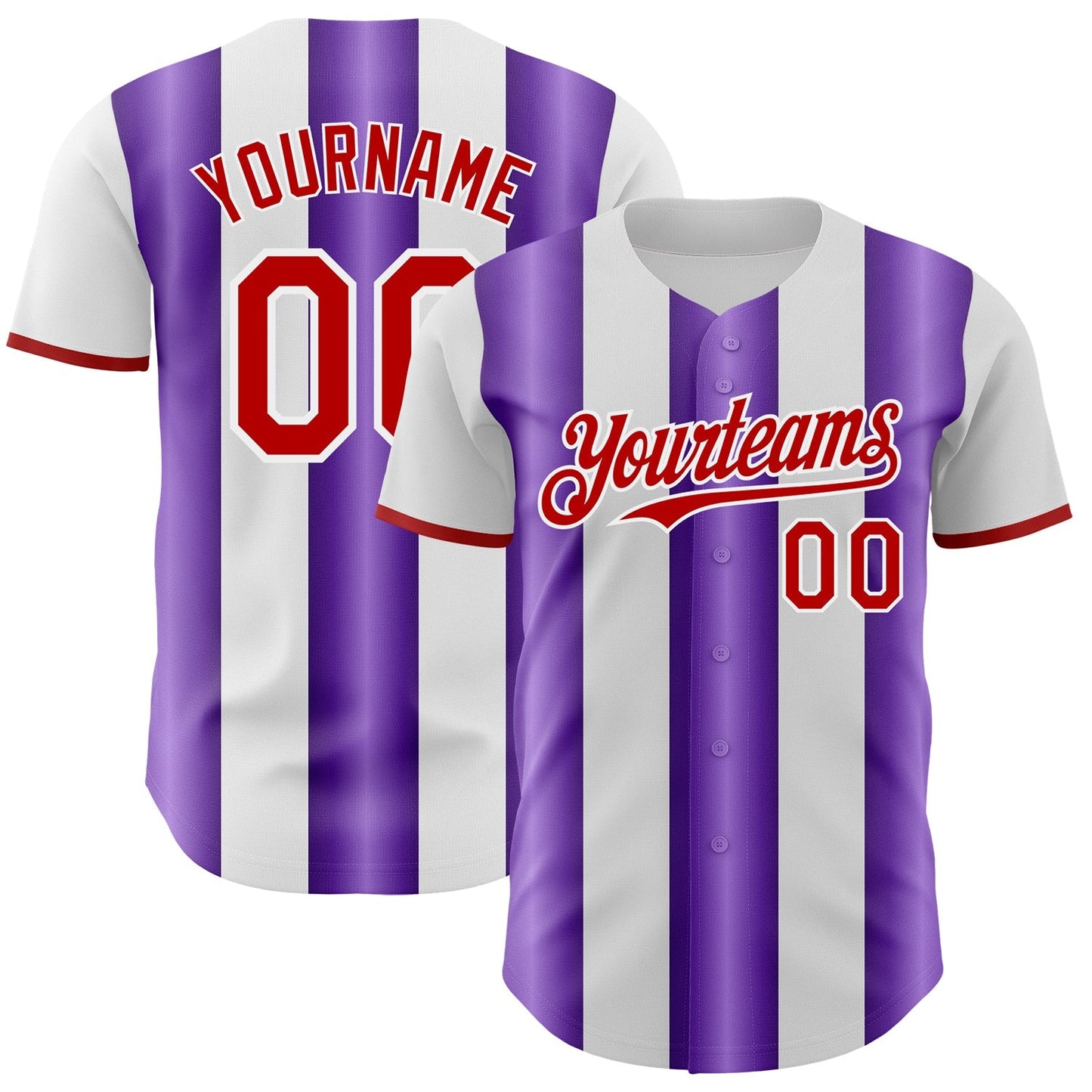 Custom White Red-Purple Gradient Vertical Stripe Argentina Style Authentic Baseball Jersey baseball jersey product view 1