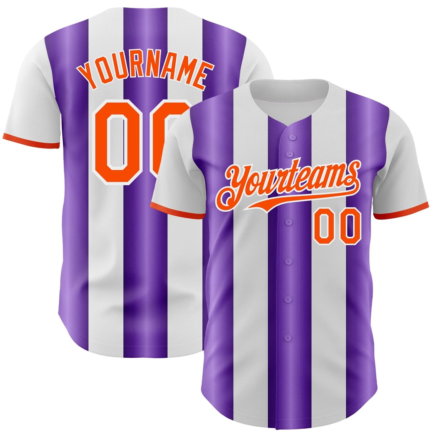 Custom White Orange-Purple Gradient Vertical Stripe Argentina Style Authentic Baseball Jersey baseball jersey product view 1