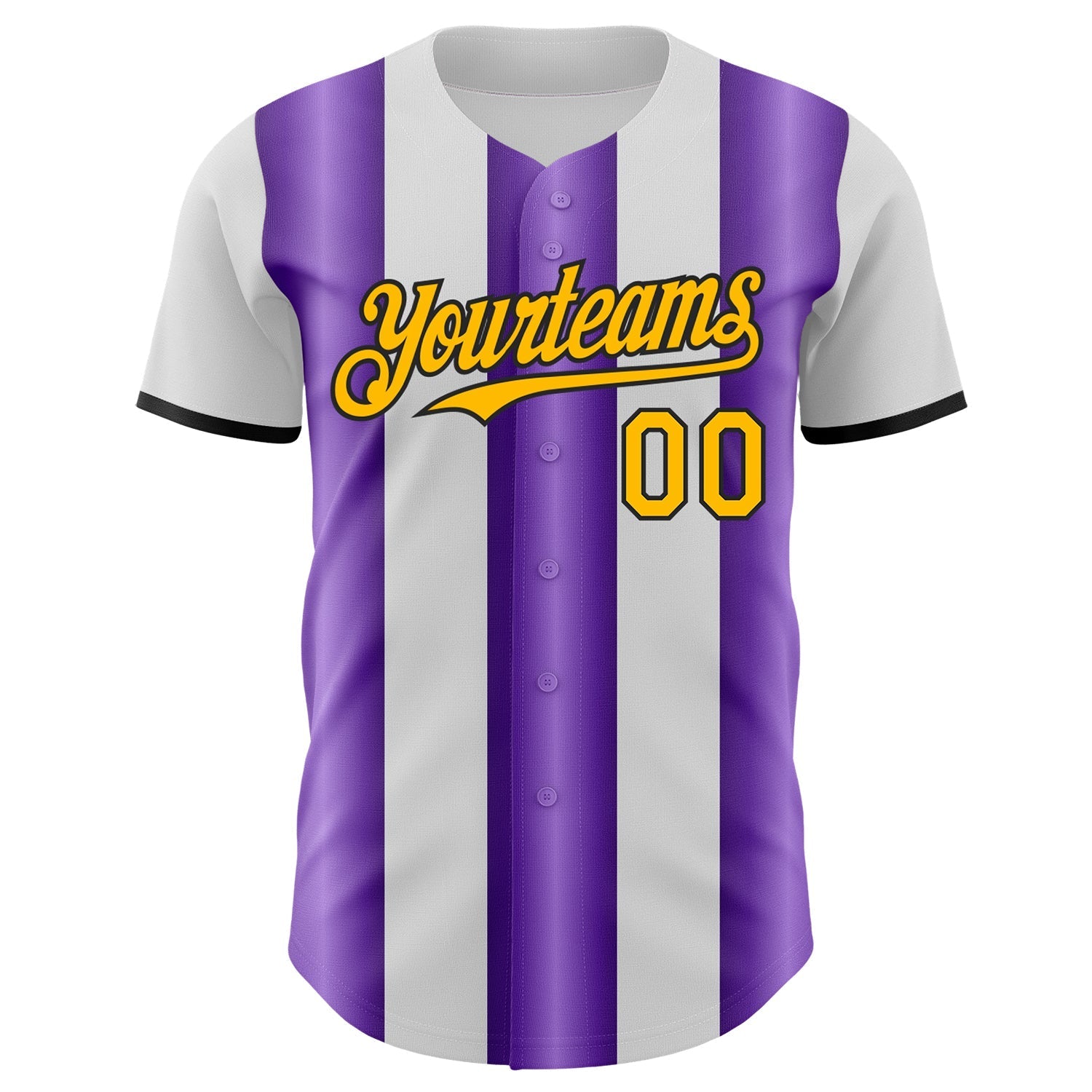Custom White Gold Purple-Black Gradient Vertical Stripe Argentina Style Authentic Baseball Jersey baseball jersey product view 2