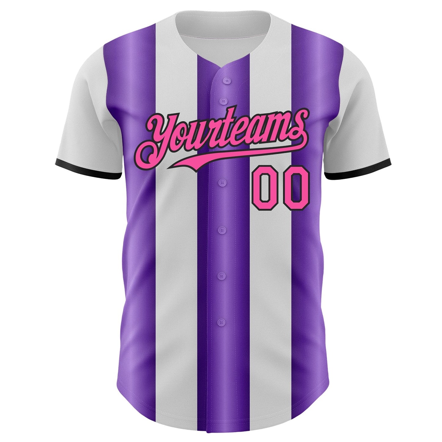 Custom White Pink Purple-Black Gradient Vertical Stripe Argentina Style Authentic Baseball Jersey baseball jersey product view 2