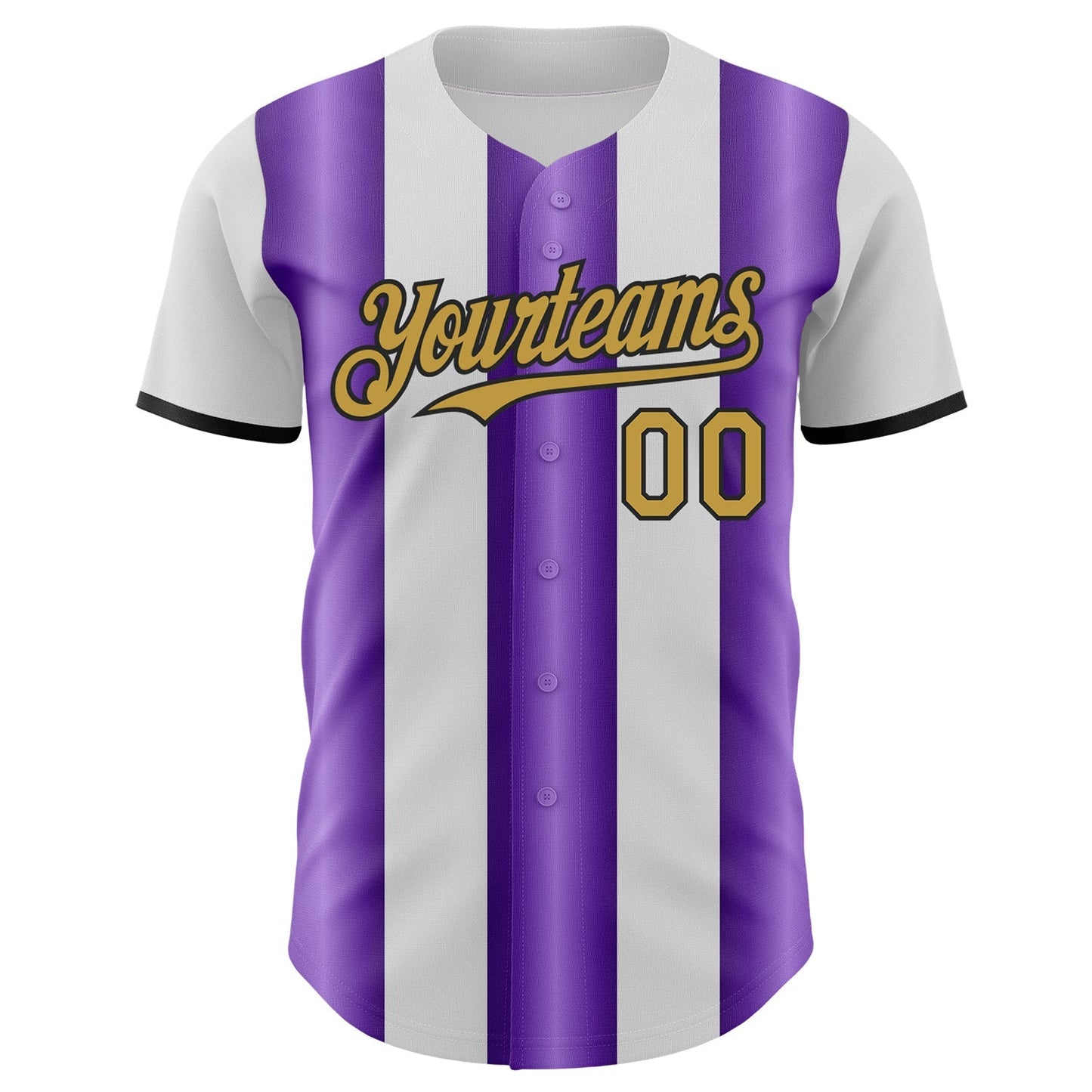 Custom White Old Gold Purple-Black Gradient Vertical Stripe Argentina Style Authentic Baseball Jersey baseball jersey product view 2