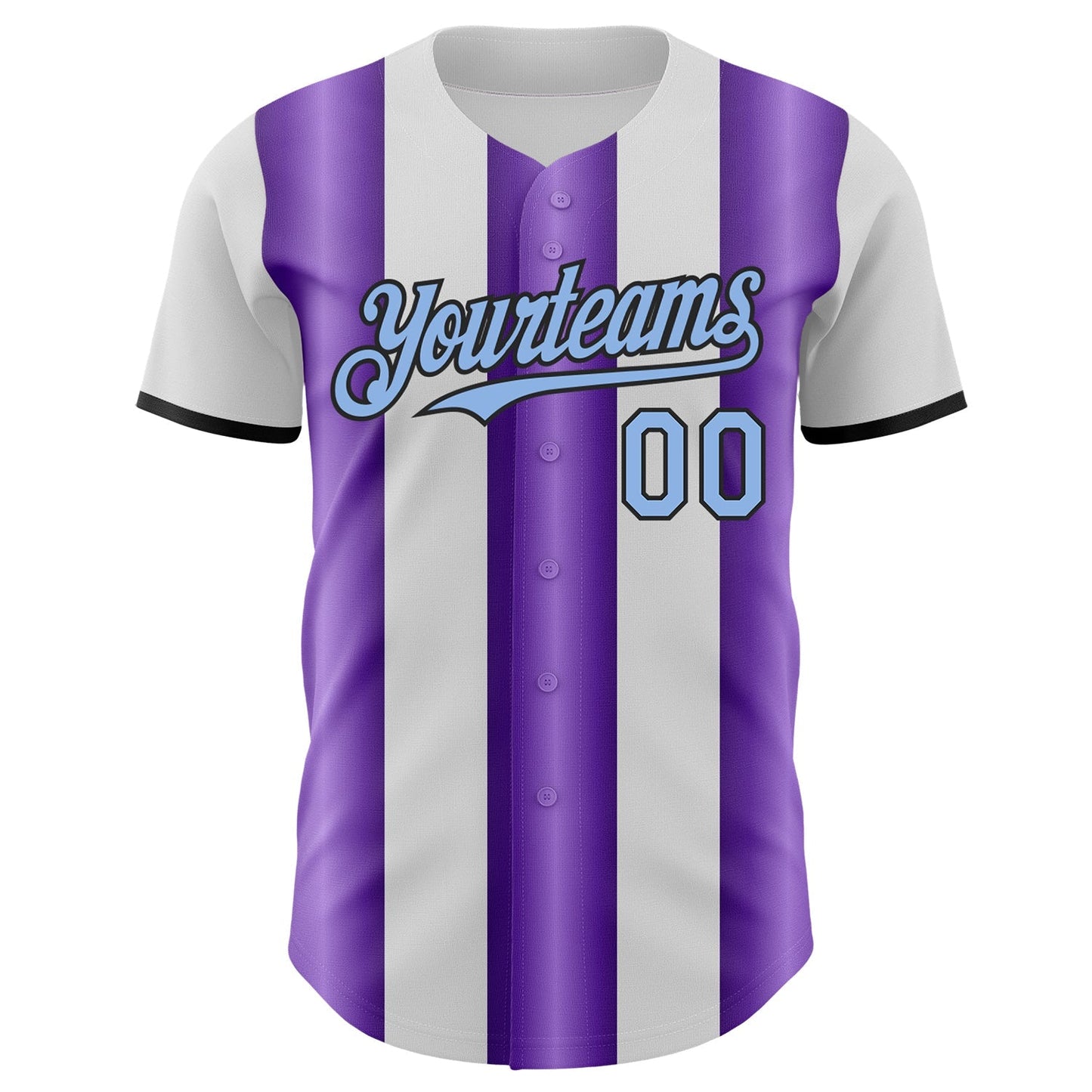 Custom White Light Blue Purple-Black Gradient Vertical Stripe Argentina Style Authentic Baseball Jersey baseball jersey product view 2