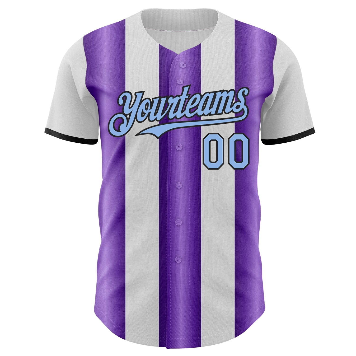 Custom White Light Blue Purple-Black Gradient Vertical Stripe Argentina Style Authentic Baseball Jersey baseball jersey product view 2