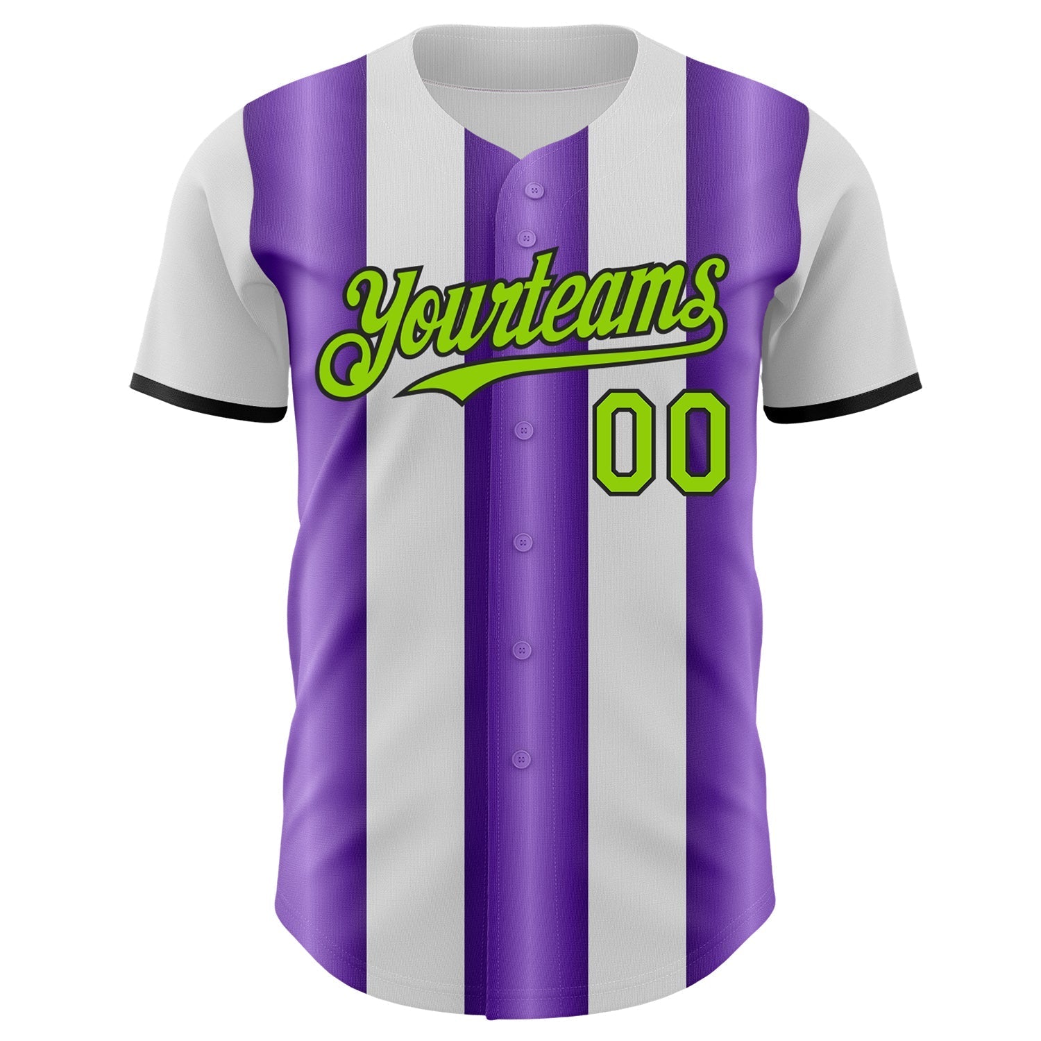 Custom White Neon Green Purple-Black Gradient Vertical Stripe Argentina Style Authentic Baseball Jersey baseball jersey product view 2