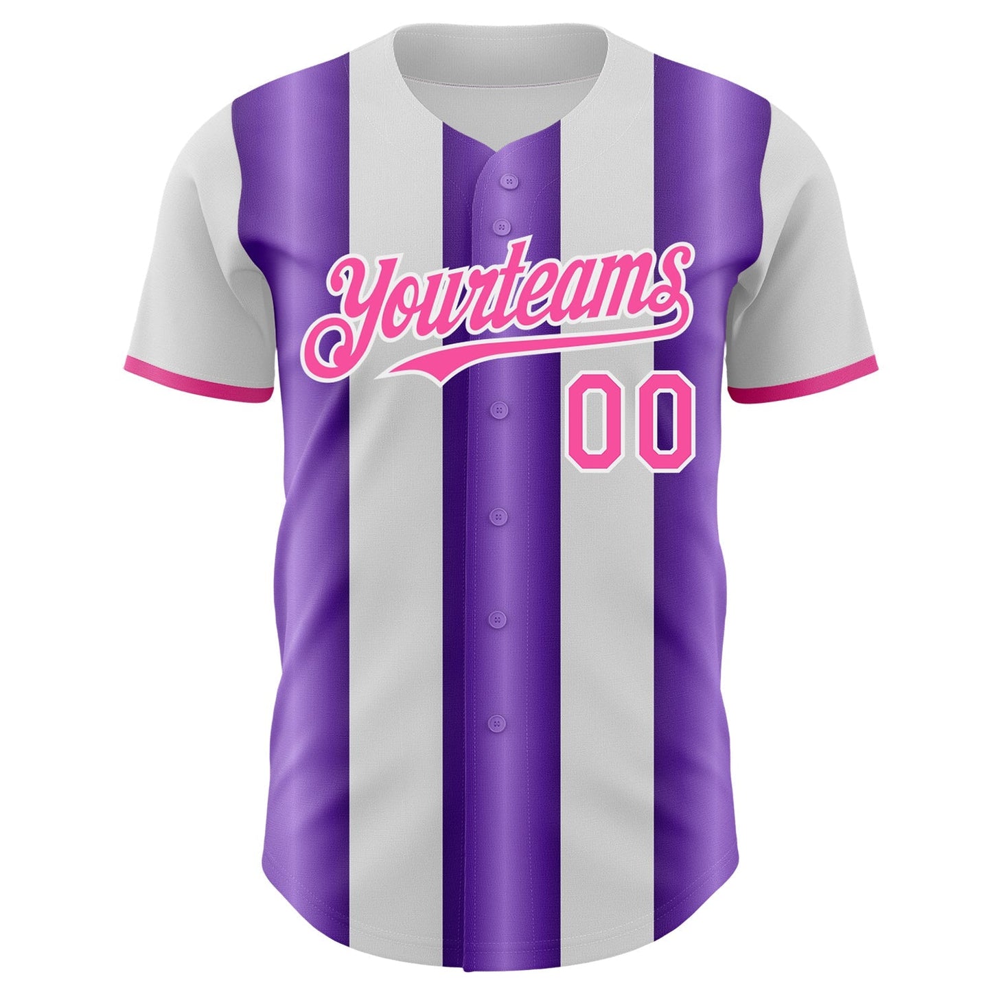 Custom White Pink-Purple Gradient Vertical Stripe Argentina Style Authentic Baseball Jersey baseball jersey product view 2