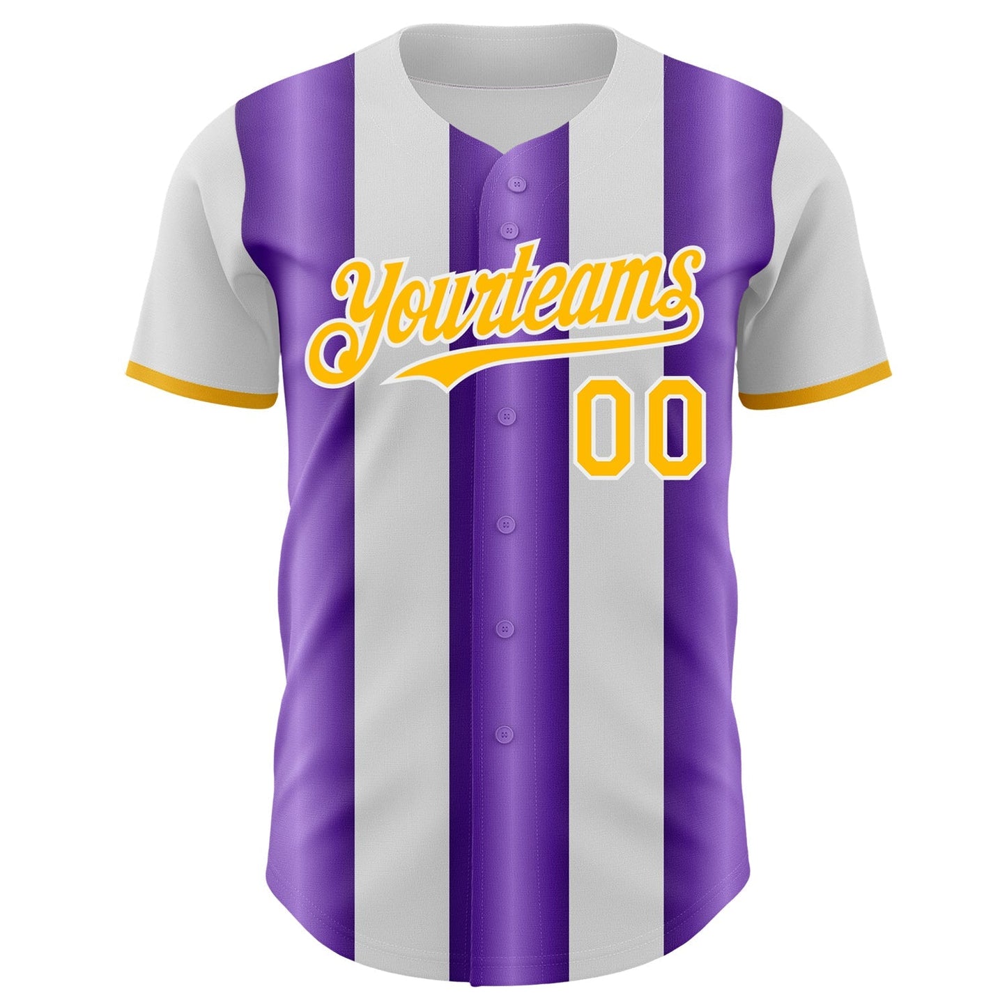 Custom White Gold-Purple Gradient Vertical Stripe Argentina Style Authentic Baseball Jersey baseball jersey product view 2