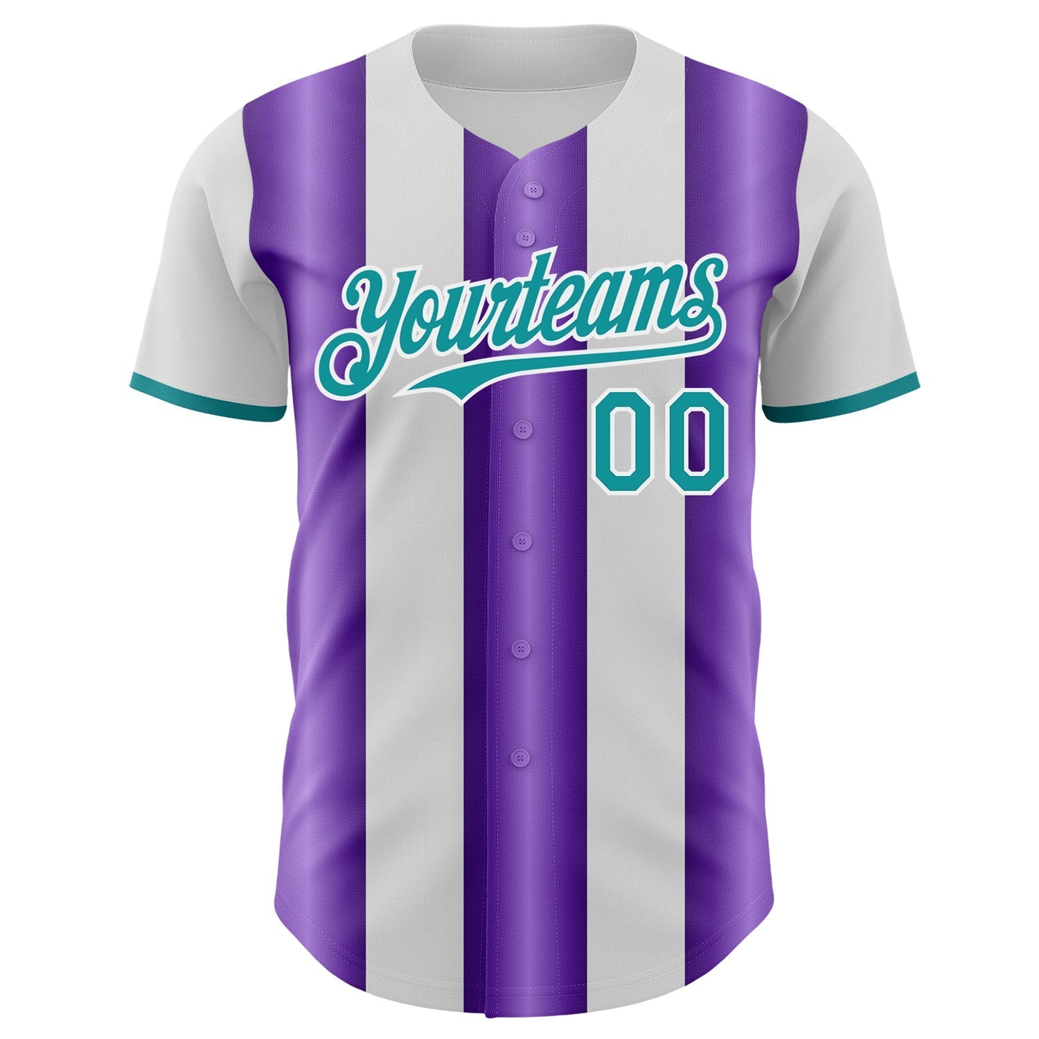 Custom White Teal-Purple Gradient Vertical Stripe Argentina Style Authentic Baseball Jersey baseball jersey product view 2