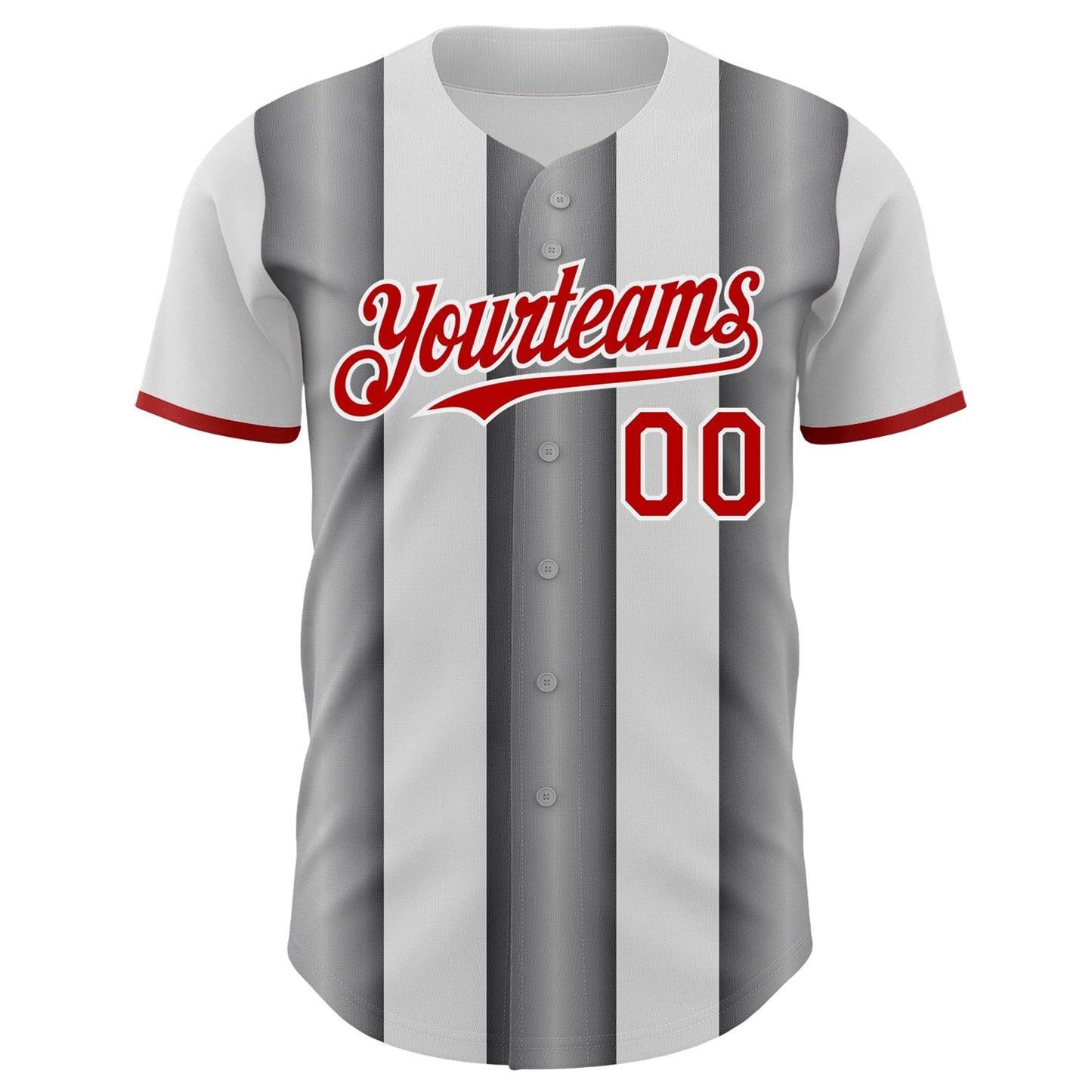 Custom White Red-Steel Gray Gradient Vertical Stripe Argentina Style Authentic Baseball Jersey baseball jersey product view 2