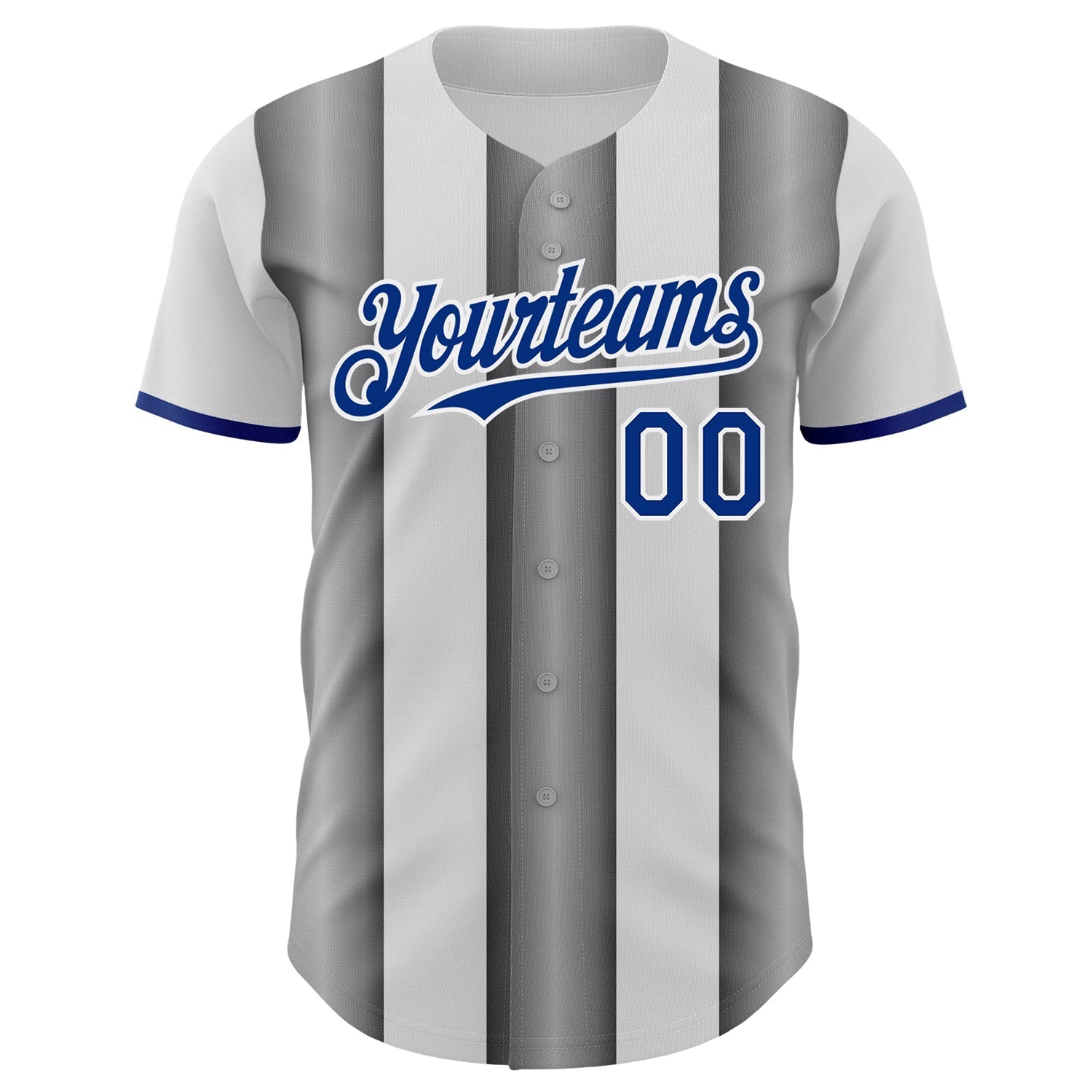 Custom White Royal-Steel Gray Gradient Vertical Stripe Argentina Style Authentic Baseball Jersey baseball jersey product view 2