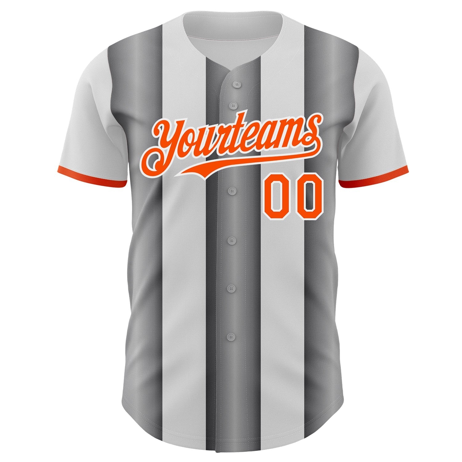 Custom White Orange-Steel Gray Gradient Vertical Stripe Argentina Style Authentic Baseball Jersey baseball jersey product view 2