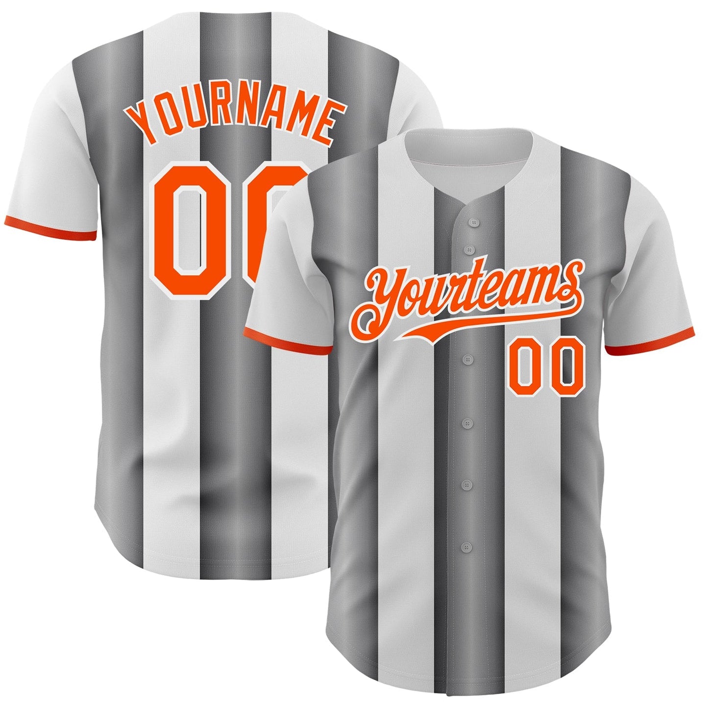 Custom White Orange-Steel Gray Gradient Vertical Stripe Argentina Style Authentic Baseball Jersey baseball jersey product view 1