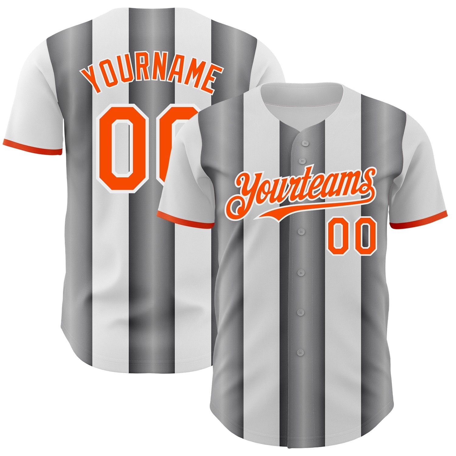 Custom White Orange-Steel Gray Gradient Vertical Stripe Argentina Style Authentic Baseball Jersey baseball jersey product view 1
