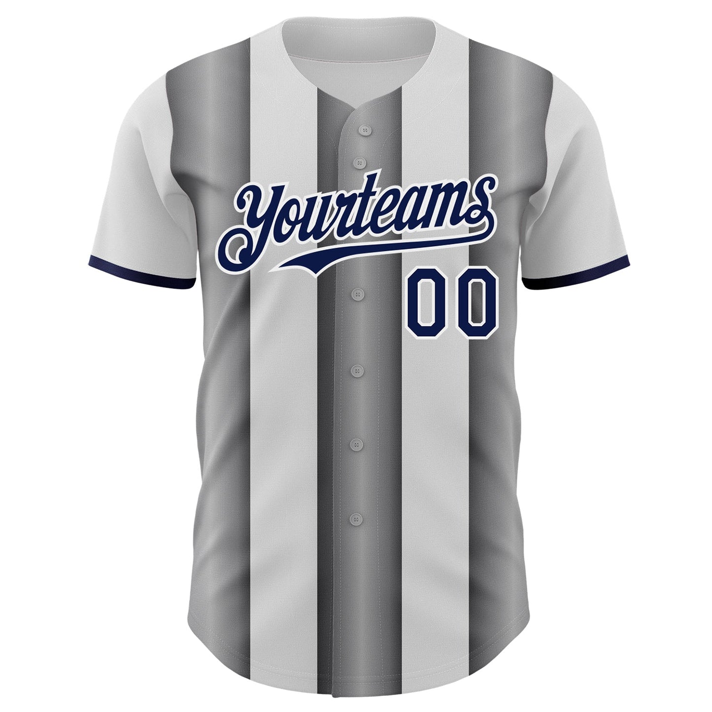 Custom White Navy-Steel Gray Gradient Vertical Stripe Argentina Style Authentic Baseball Jersey baseball jersey product view 2
