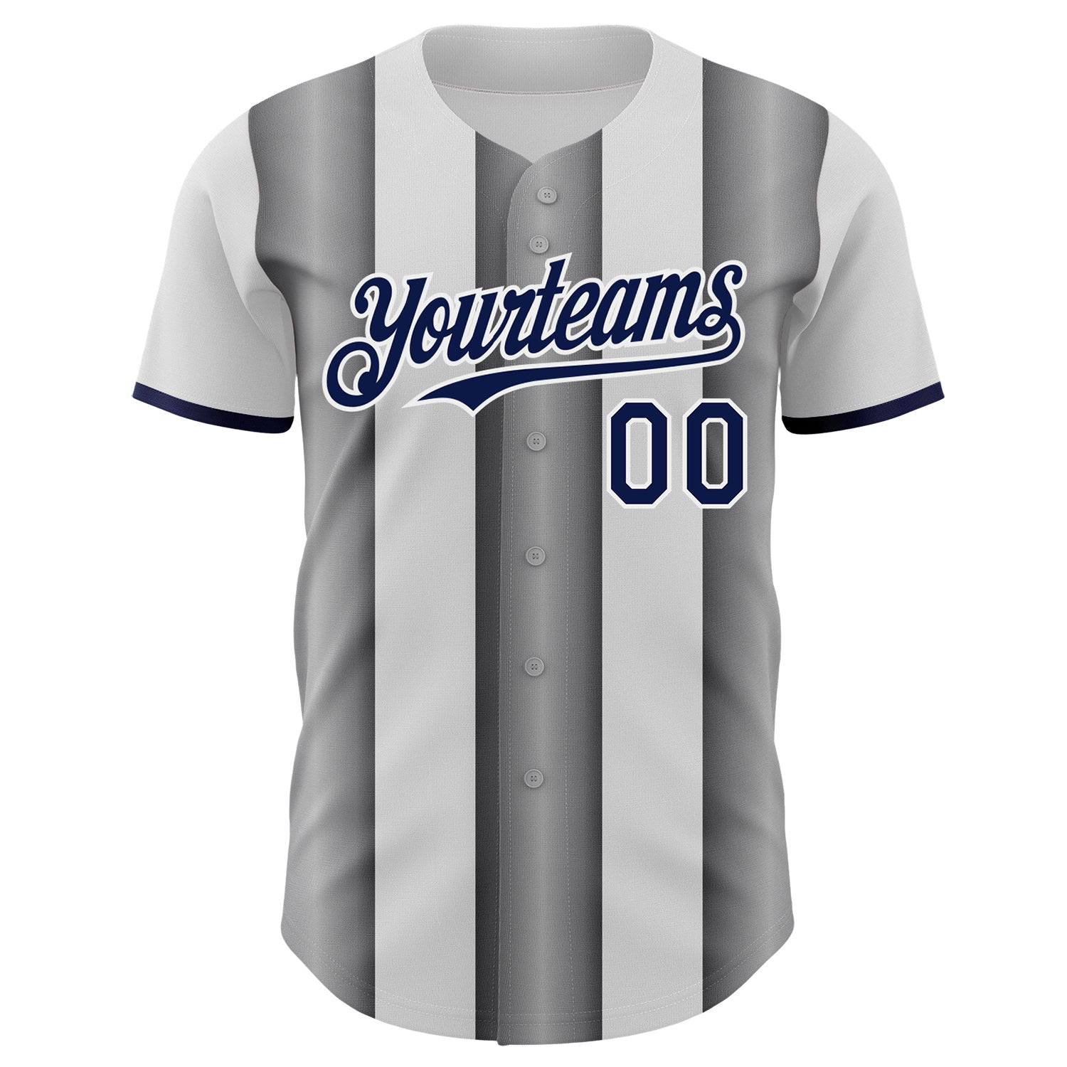 Custom White Navy-Steel Gray Gradient Vertical Stripe Argentina Style Authentic Baseball Jersey baseball jersey product view 2