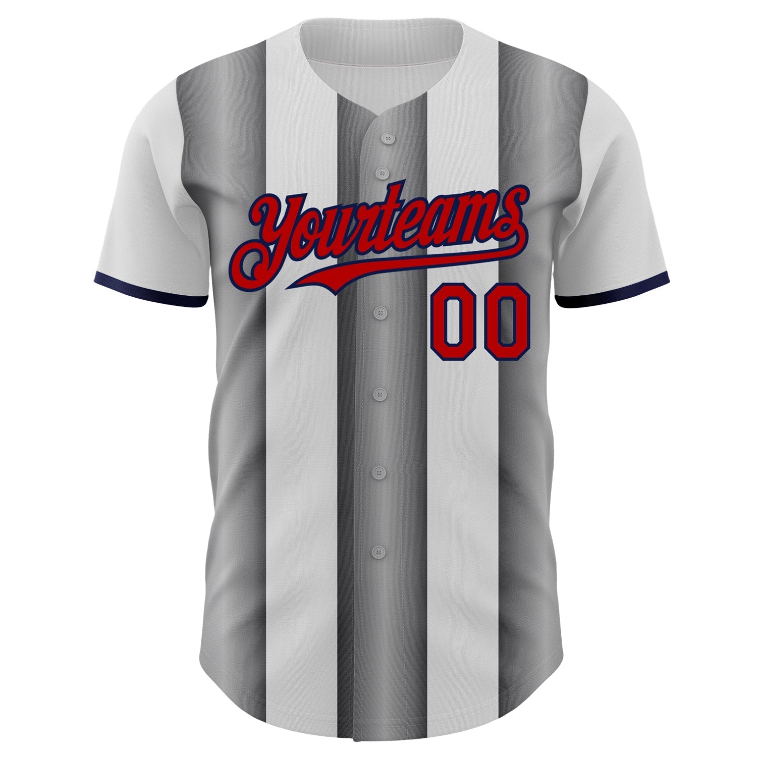 Custom White Red Steel Gray-Navy Gradient Vertical Stripe Argentina Style Authentic Baseball Jersey baseball jersey product view 2