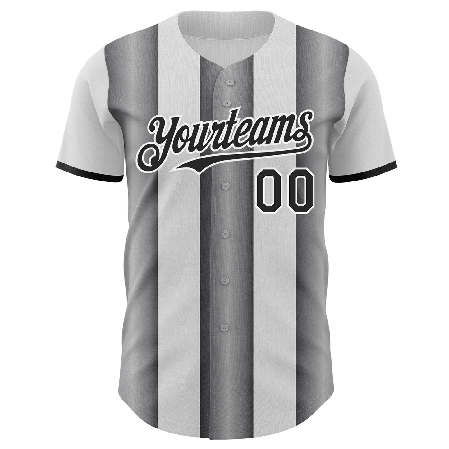 Custom White Black-Steel Gray Gradient Vertical Stripe Argentina Style Authentic Baseball Jersey baseball jersey product view 2
