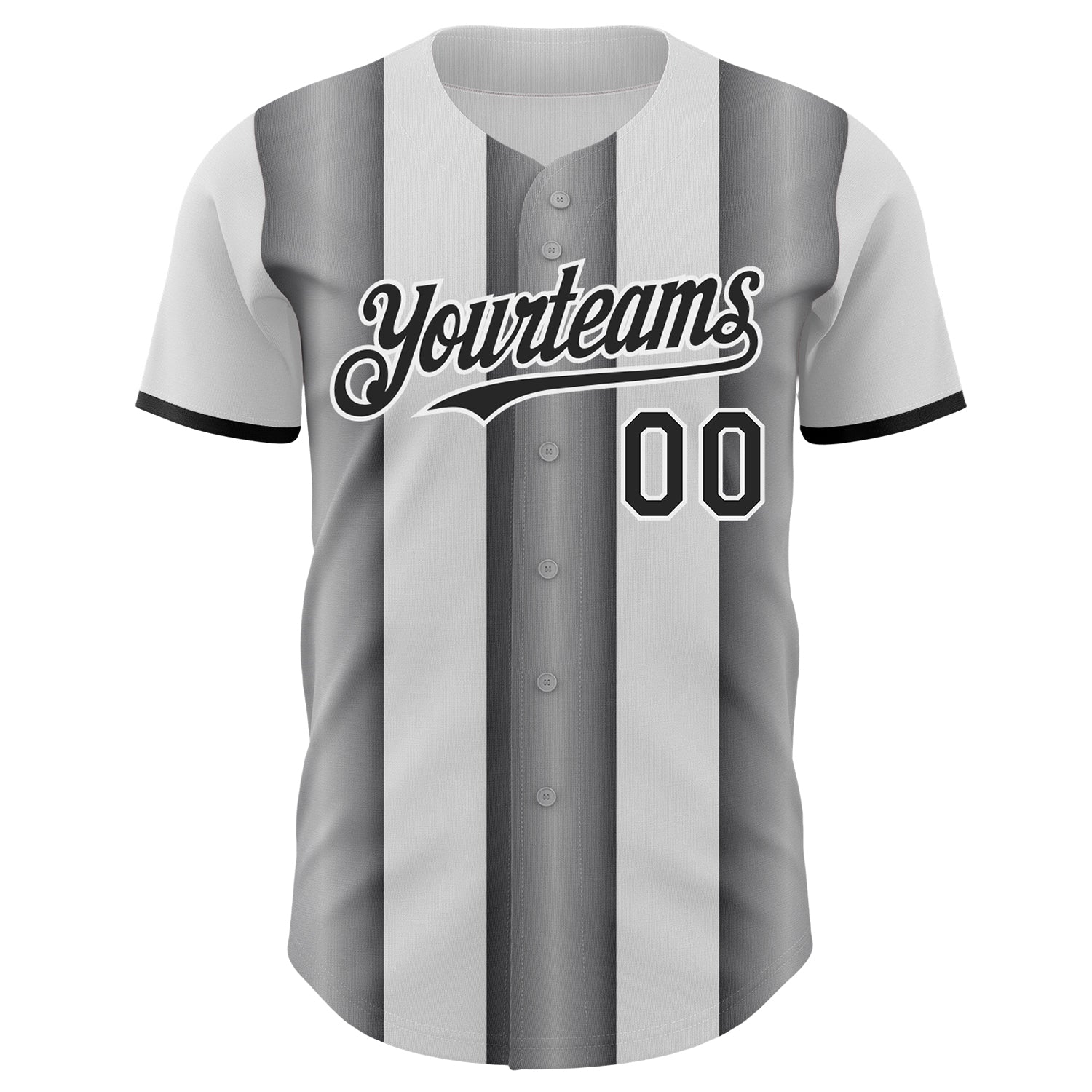 Custom White Black-Steel Gray Gradient Vertical Stripe Argentina Style Authentic Baseball Jersey baseball jersey product view 2