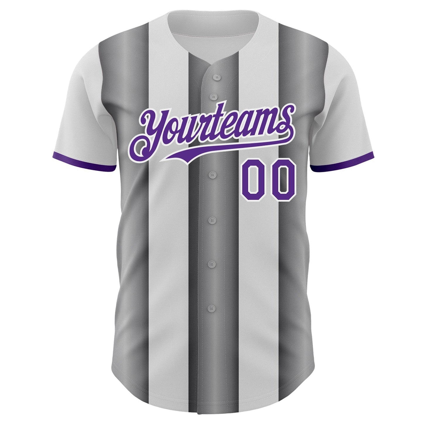 Custom White Purple-Steel Gray Gradient Vertical Stripe Argentina Style Authentic Baseball Jersey baseball jersey product view 2