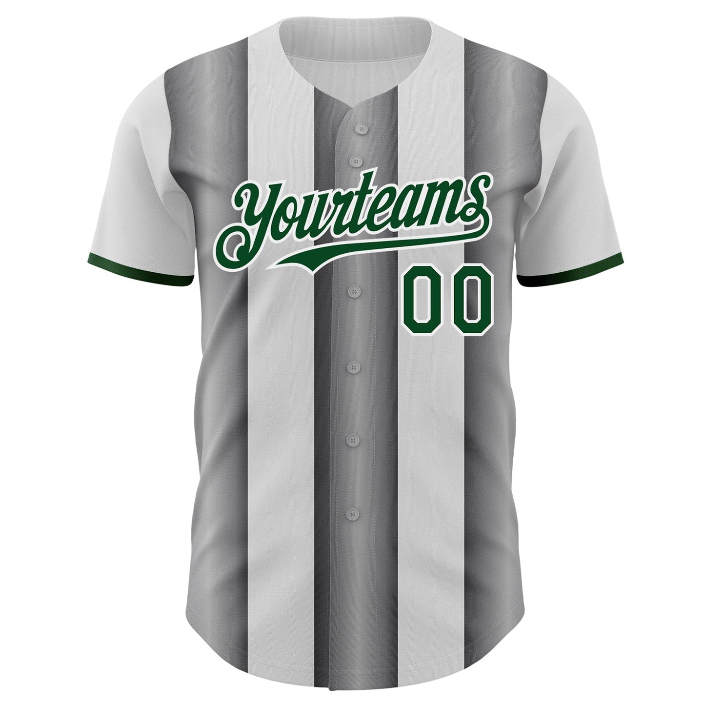 Custom White Green-Steel Gray Gradient Vertical Stripe Argentina Style Authentic Baseball Jersey baseball jersey product view 2