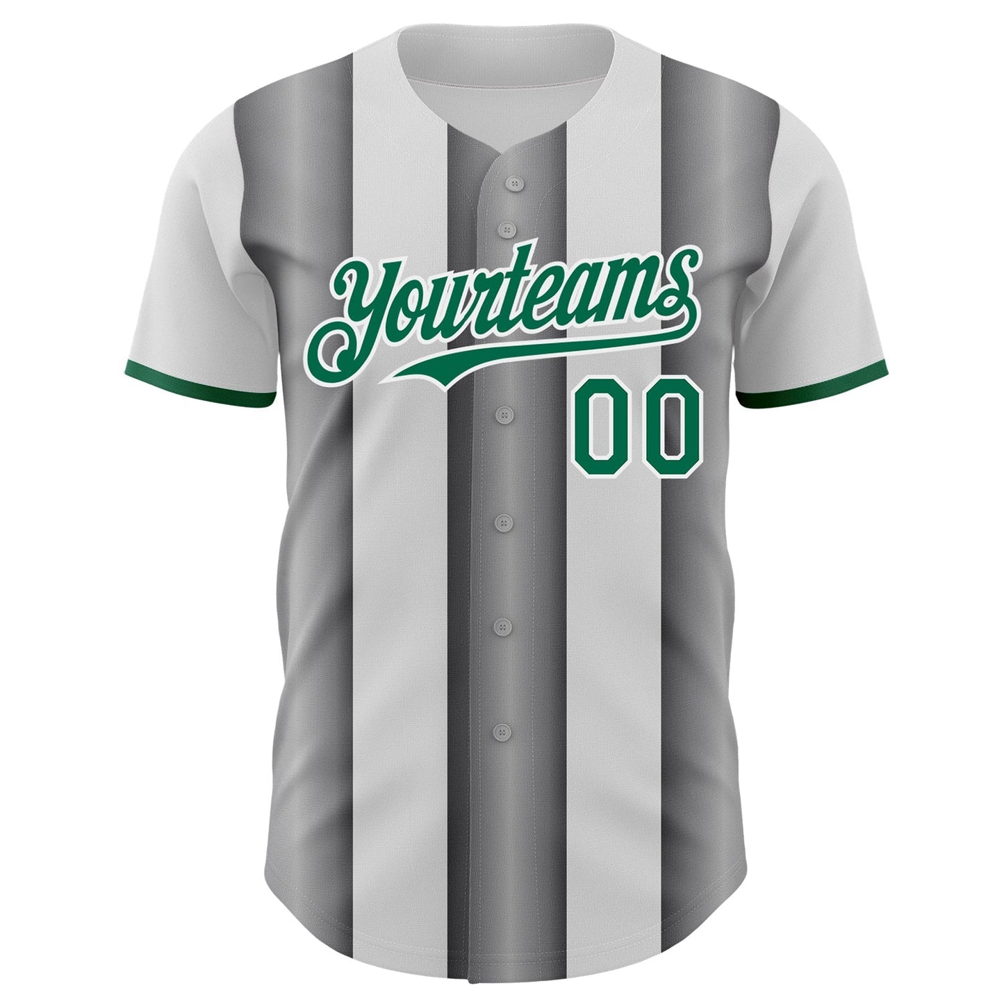 Custom White Kelly Green-Steel Gray Gradient Vertical Stripe Argentina Style Authentic Baseball Jersey baseball jersey product view 2