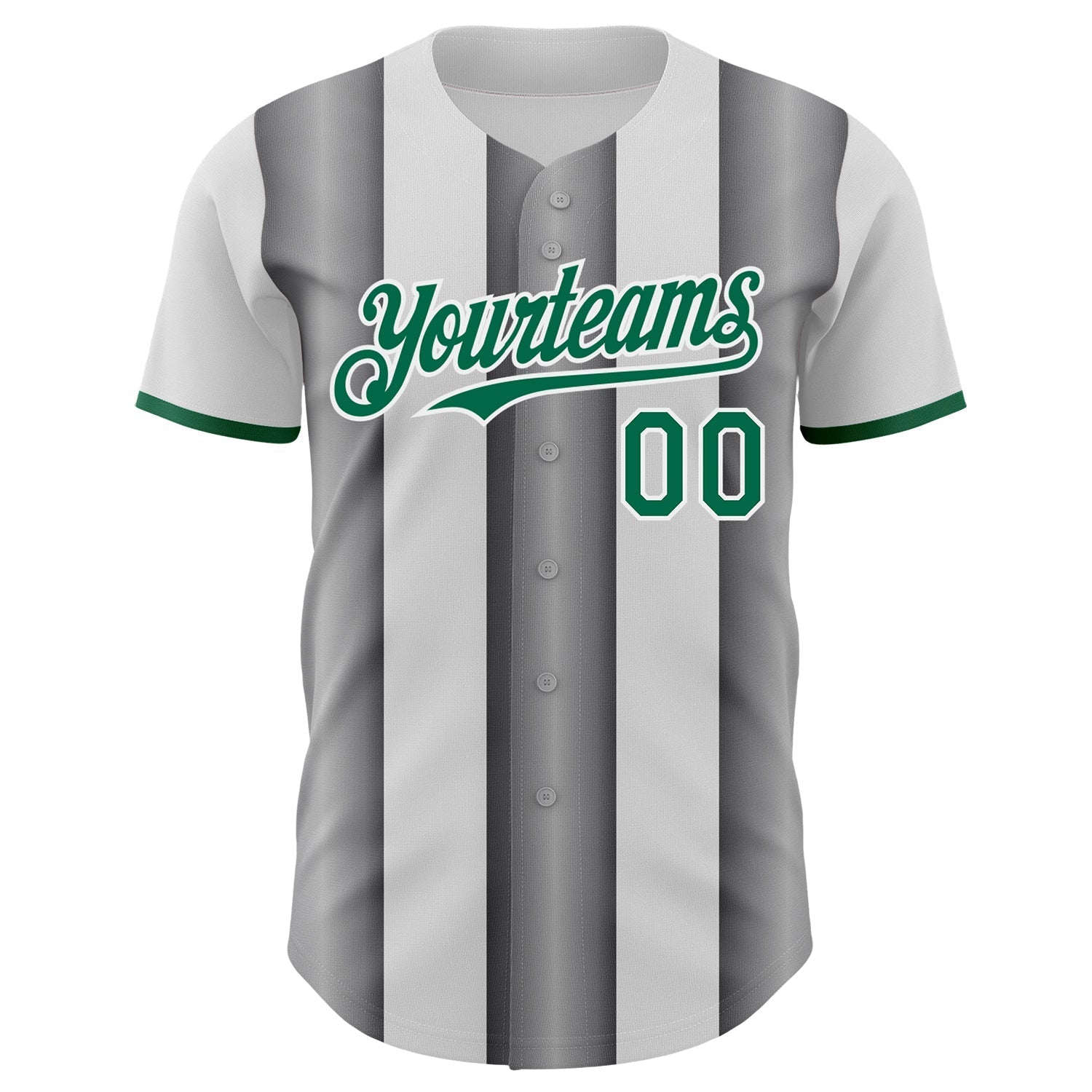 Custom White Kelly Green-Steel Gray Gradient Vertical Stripe Argentina Style Authentic Baseball Jersey baseball jersey product view 2