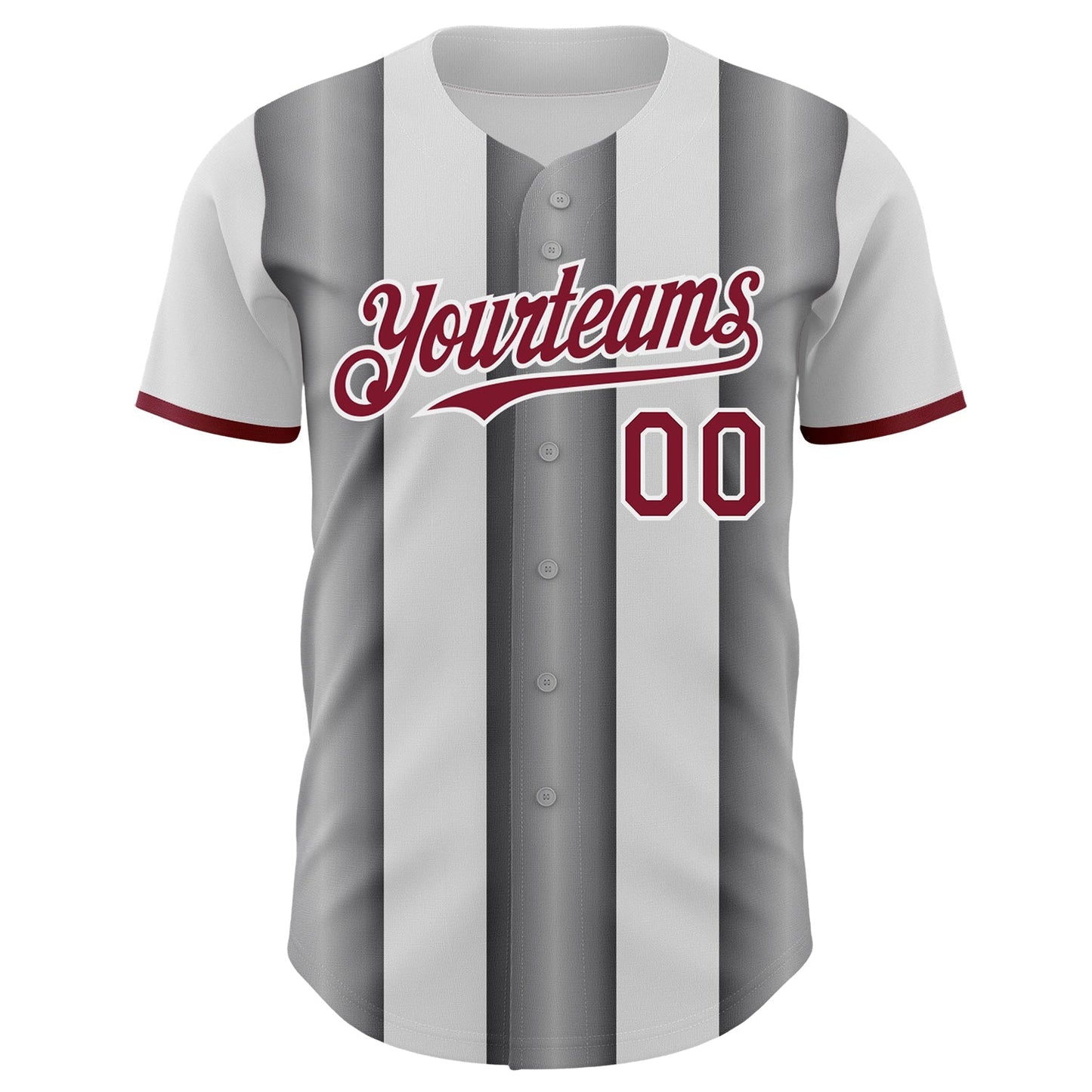 Custom White Crimson-Steel Gray Gradient Vertical Stripe Argentina Style Authentic Baseball Jersey baseball jersey product view 2
