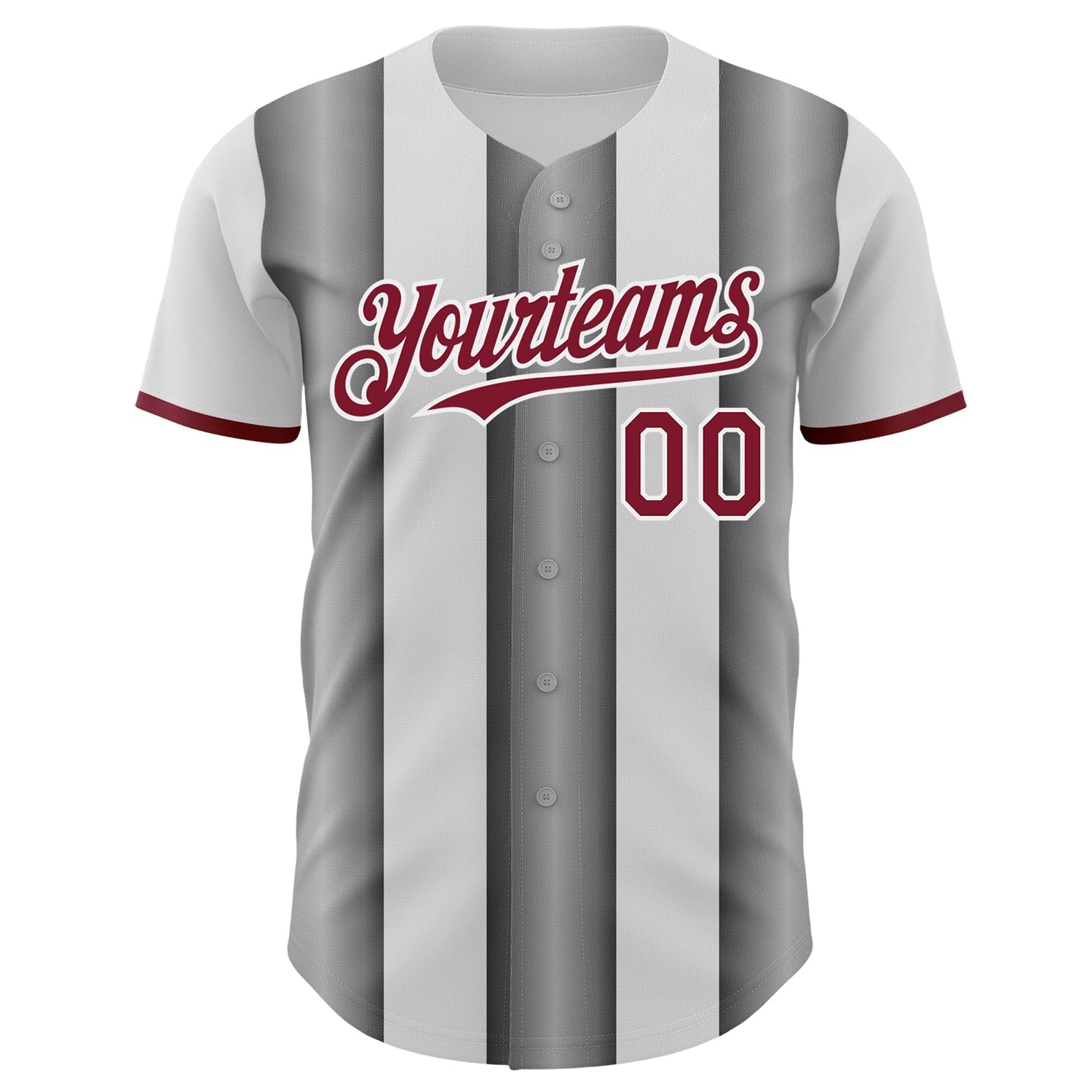 Custom White Crimson-Steel Gray Gradient Vertical Stripe Argentina Style Authentic Baseball Jersey baseball jersey product view 2