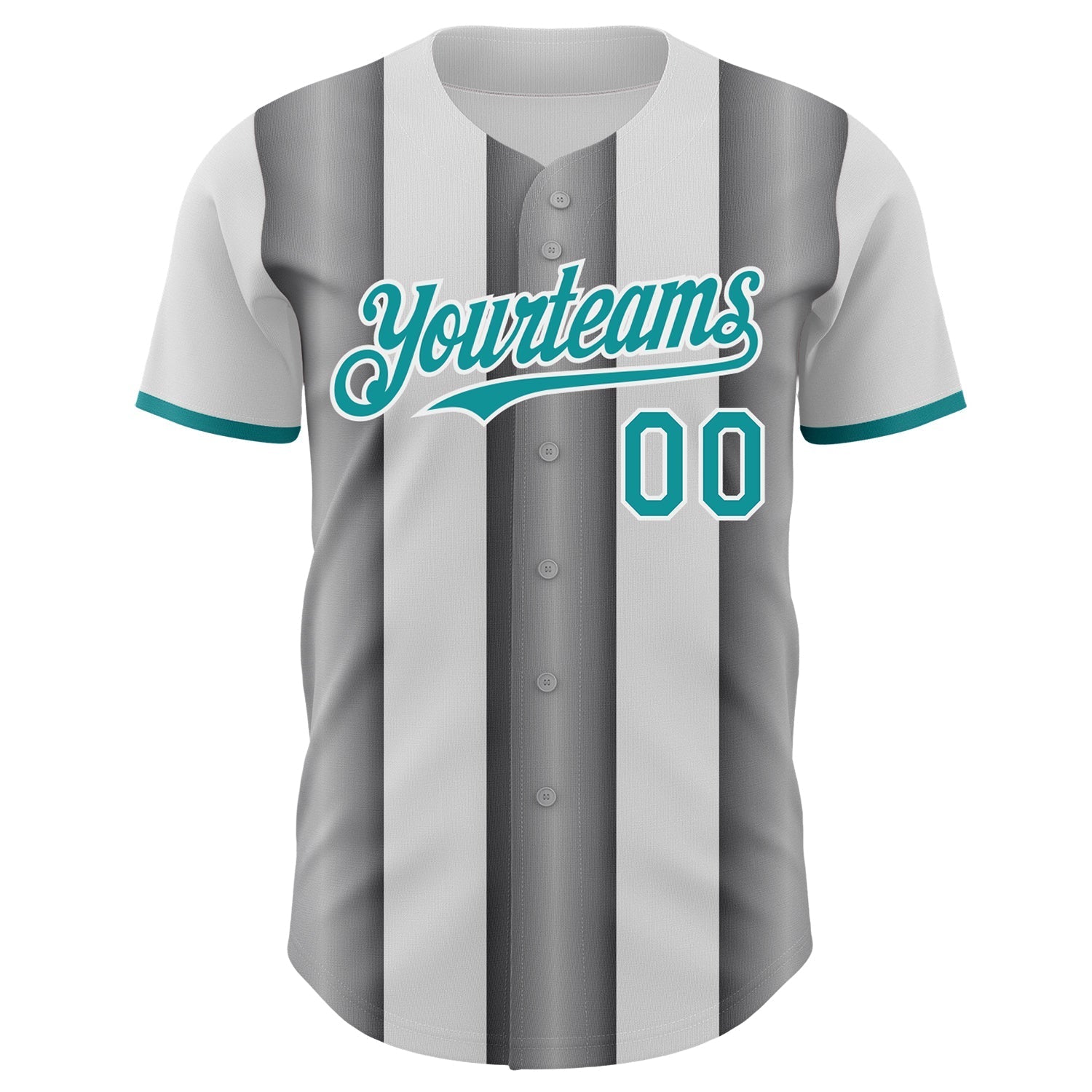 Custom White Teal-Steel Gray Gradient Vertical Stripe Argentina Style Authentic Baseball Jersey baseball jersey product view 2