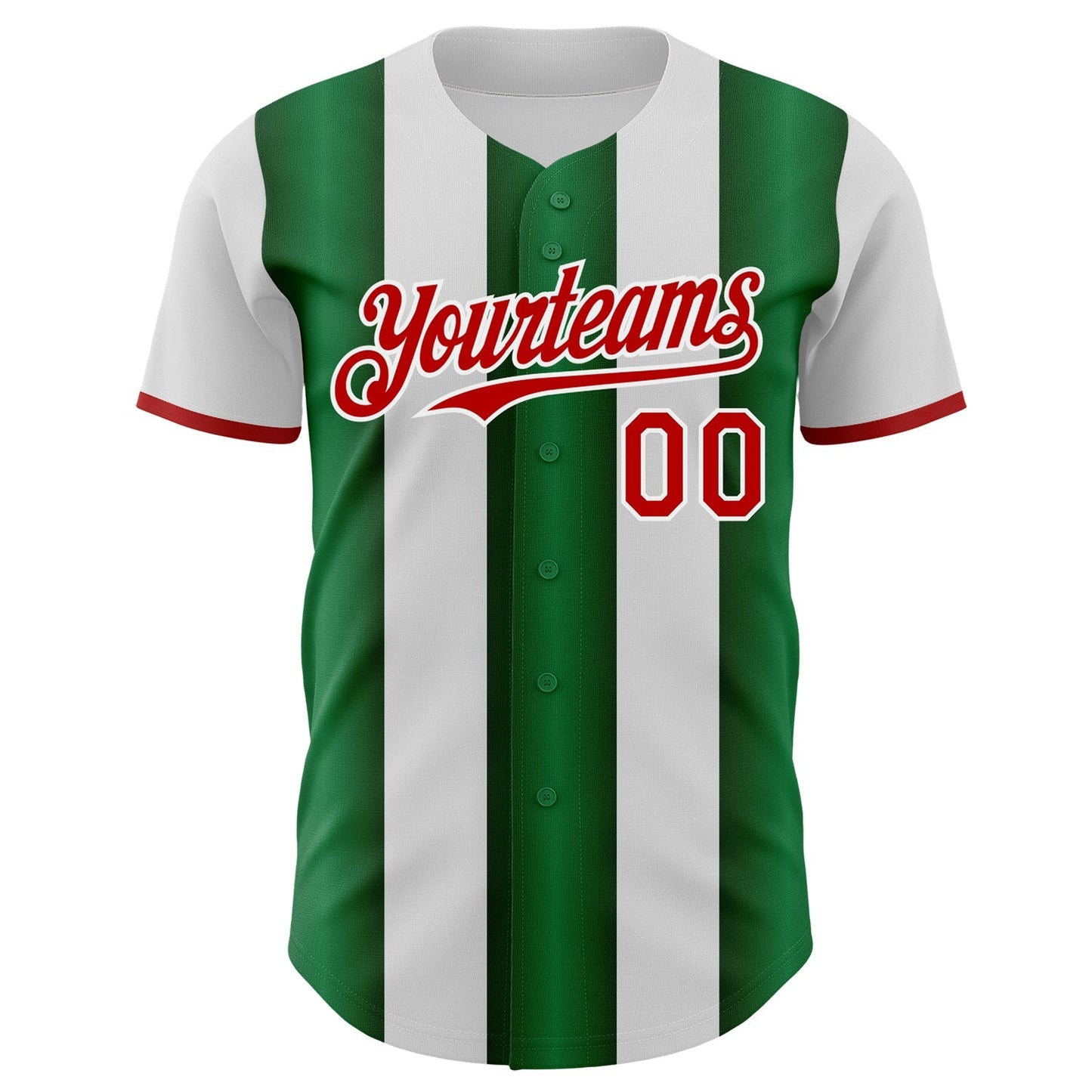 Custom White Red-Green Gradient Vertical Stripe Argentina Style Authentic Baseball Jersey baseball jersey product view 2