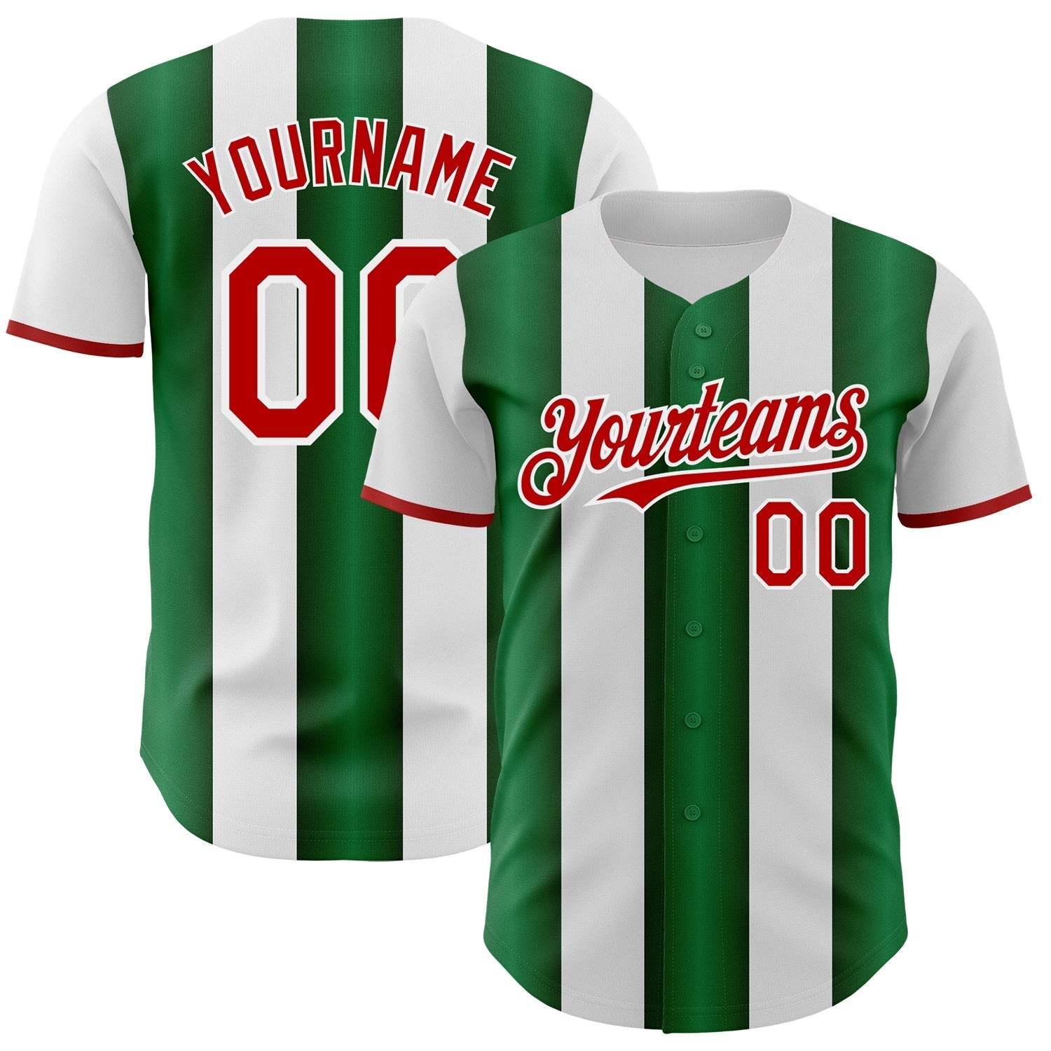Custom White Red-Green Gradient Vertical Stripe Argentina Style Authentic Baseball Jersey baseball jersey product view 1