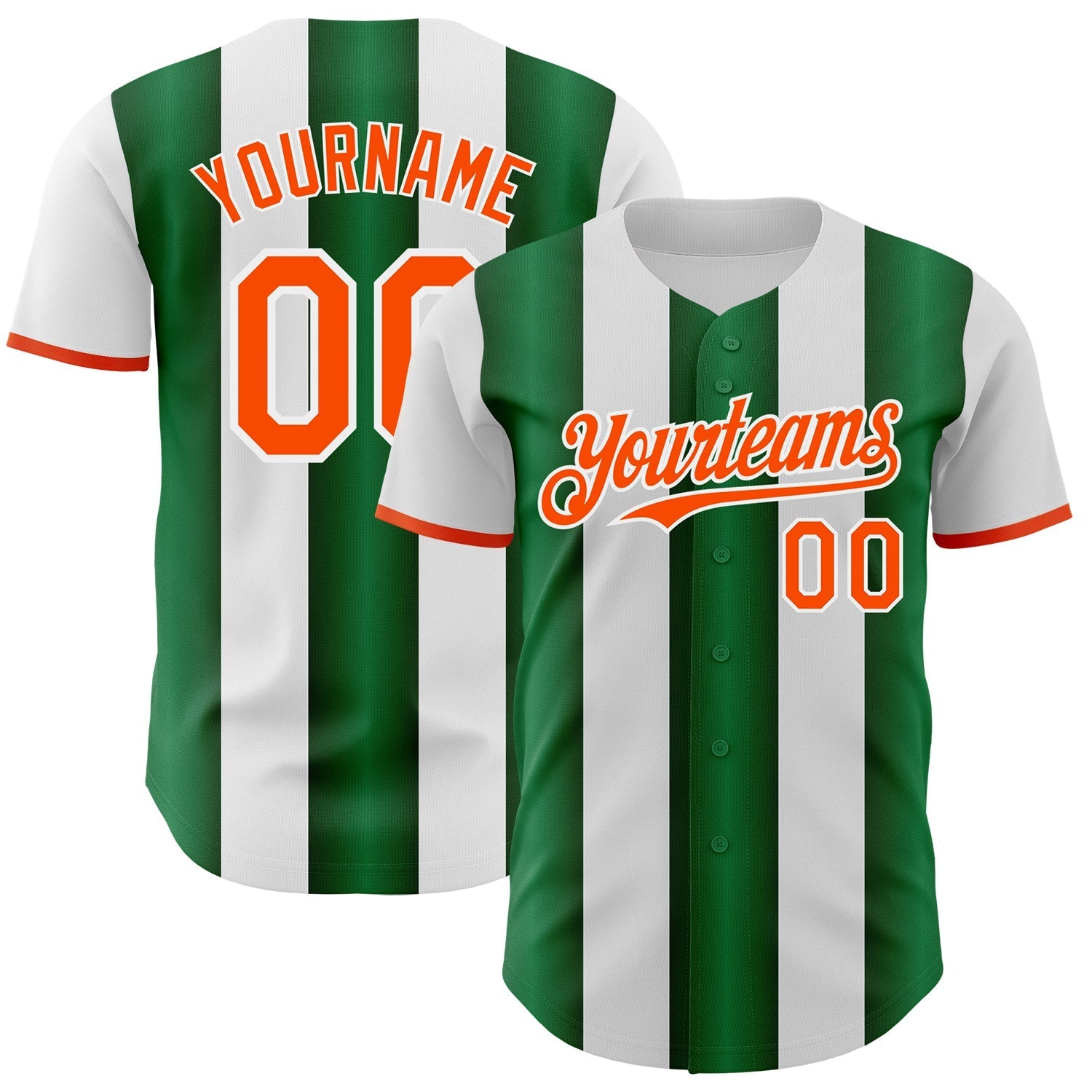 Custom White Orange-Green Gradient Vertical Stripe Argentina Style Authentic Baseball Jersey baseball jersey product view 1