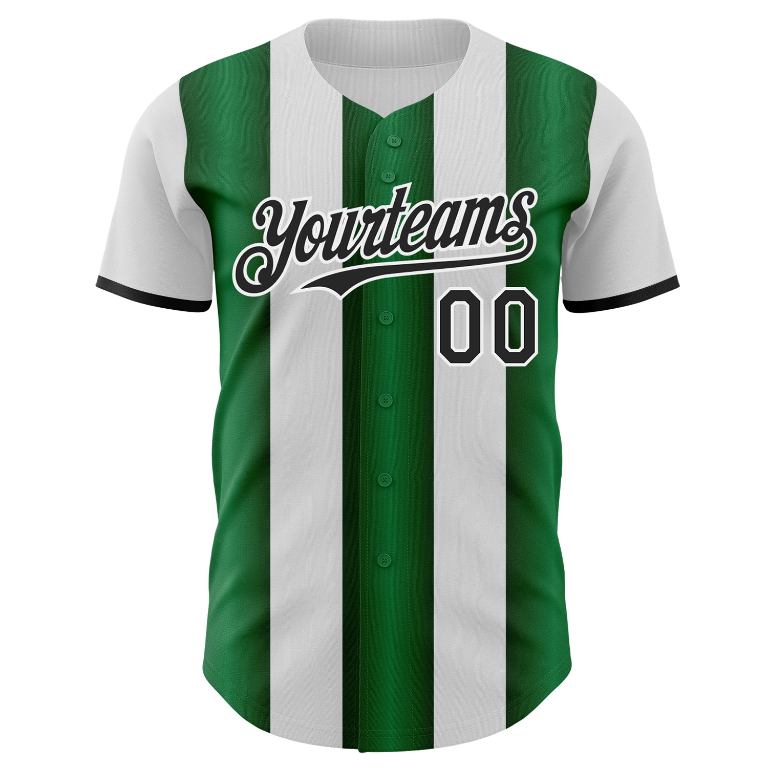 Custom White Black-Green Gradient Vertical Stripe Argentina Style Authentic Baseball Jersey baseball jersey product view 2