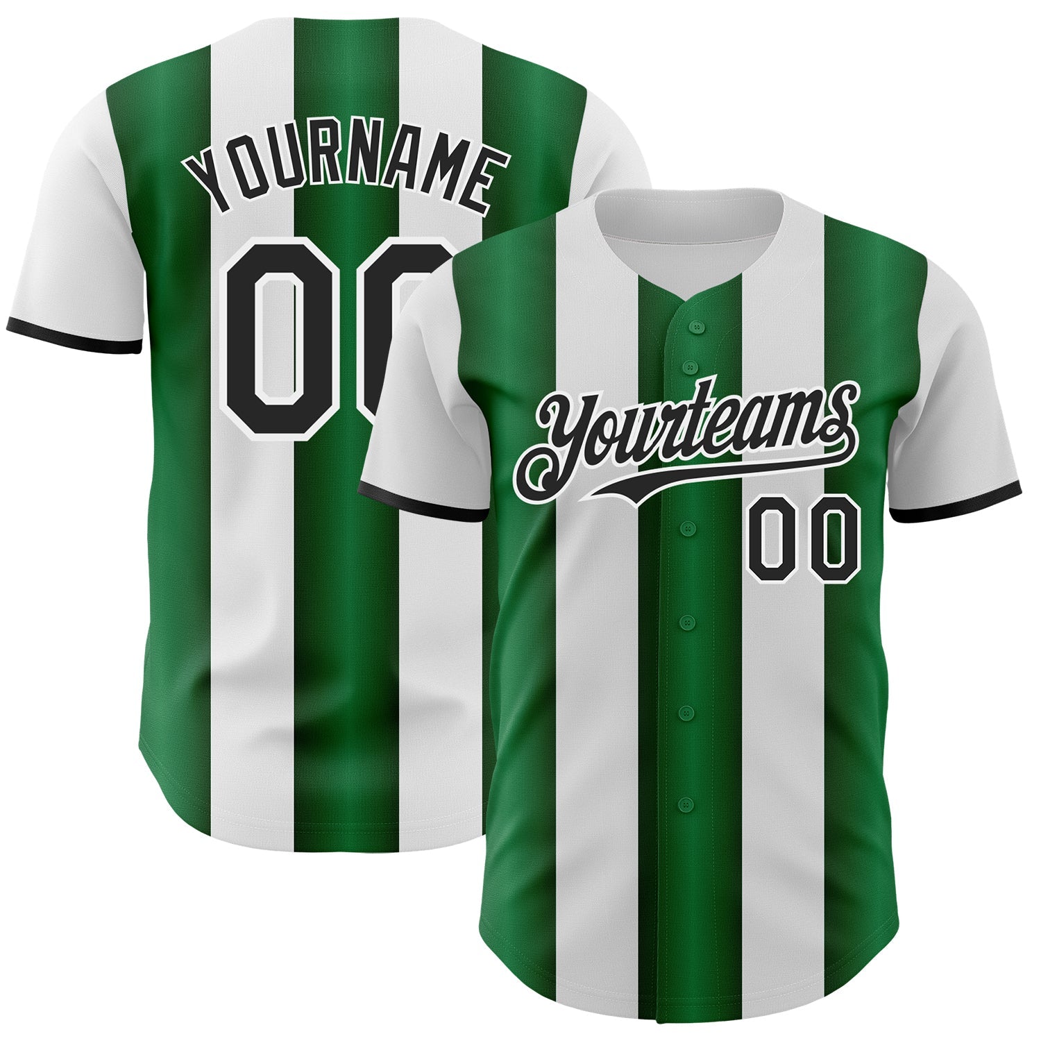 Custom White Black-Green Gradient Vertical Stripe Argentina Style Authentic Baseball Jersey baseball jersey product view 1