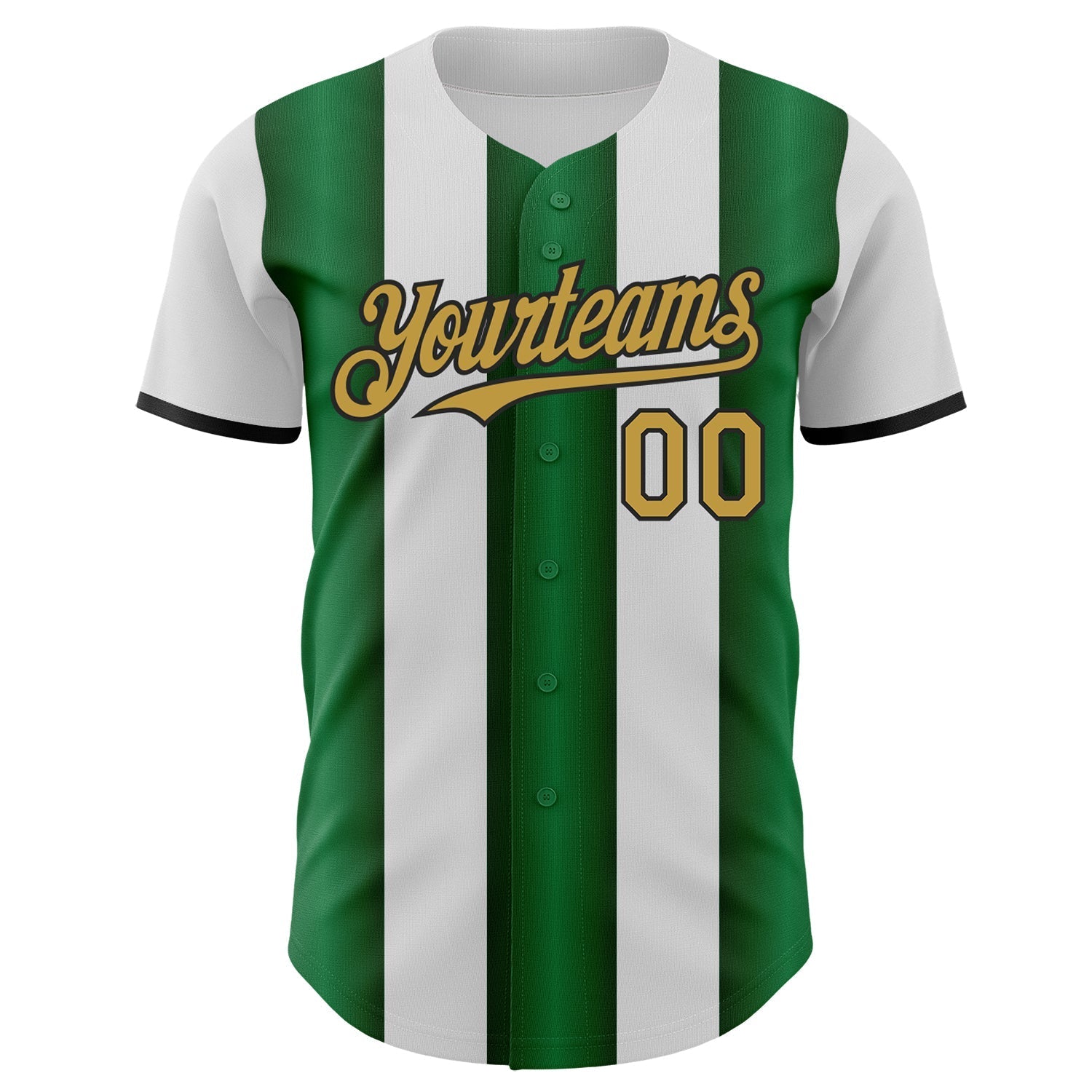 Custom White Old Gold Green-Black Gradient Vertical Stripe Argentina Style Authentic Baseball Jersey baseball jersey product view 2