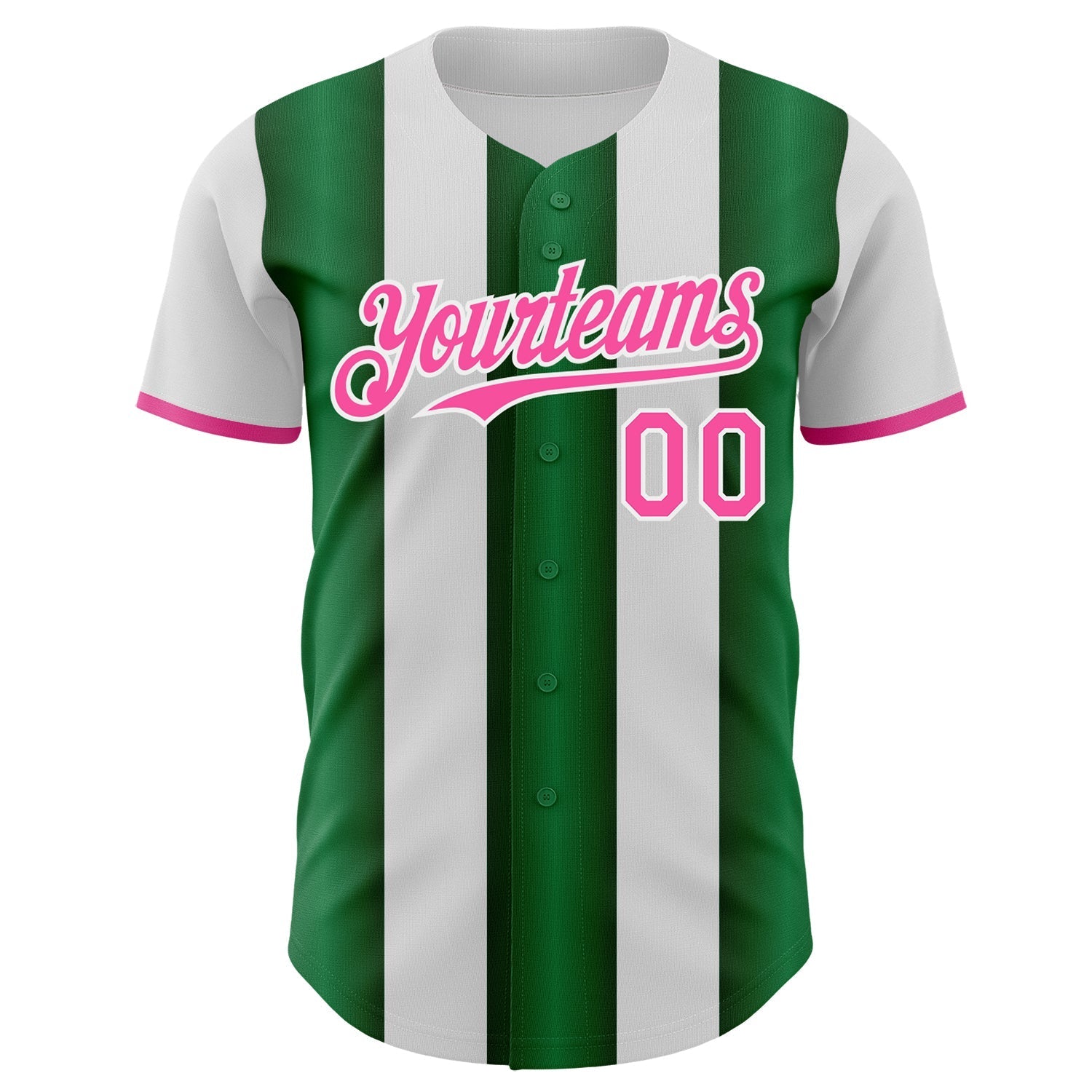 Custom White Pink-Green Gradient Vertical Stripe Argentina Style Authentic Baseball Jersey baseball jersey product view 2