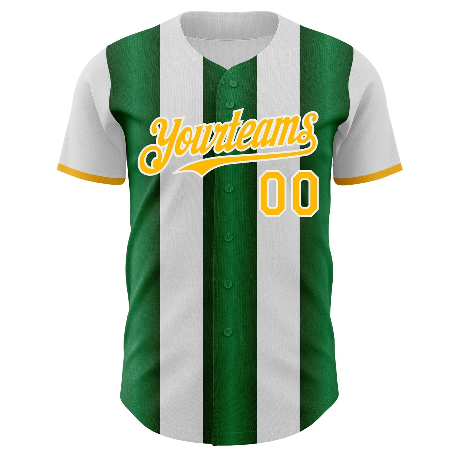 Custom White Gold-Green Gradient Vertical Stripe Argentina Style Authentic Baseball Jersey baseball jersey product view 2