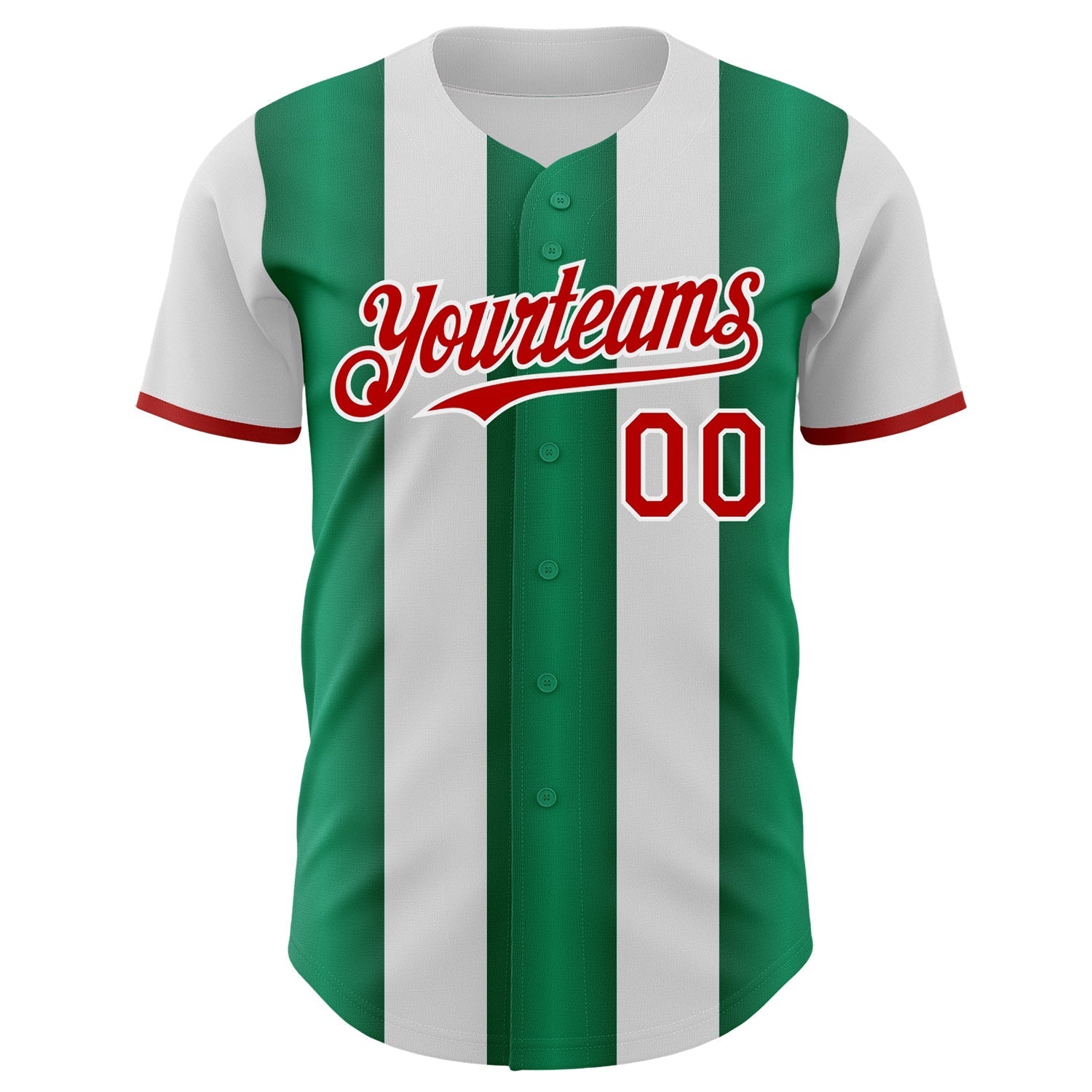Custom White Red-Kelly Green Gradient Vertical Stripe Argentina Style Authentic Baseball Jersey baseball jersey product view 2