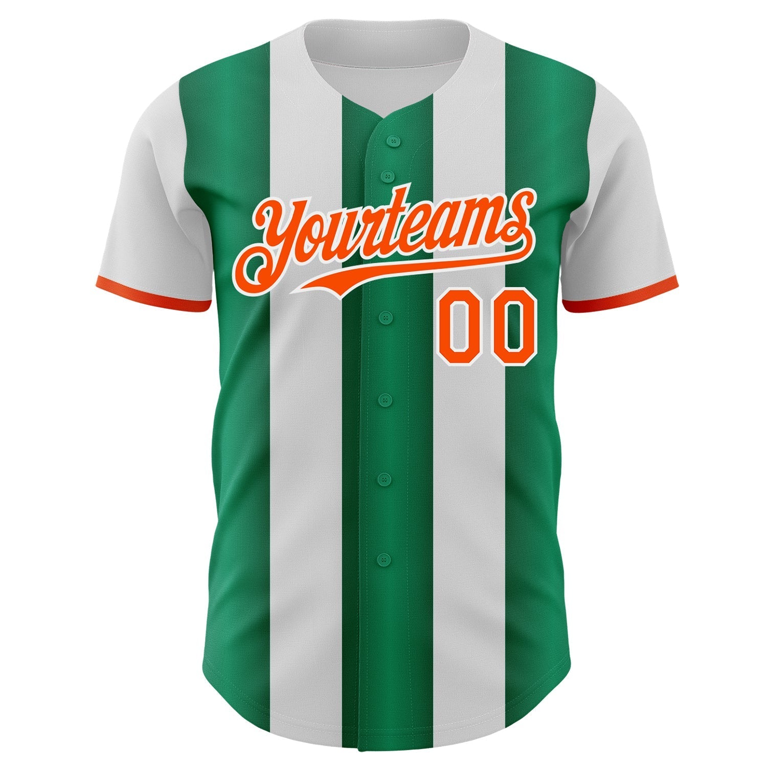 Custom White Orange-Kelly Green Gradient Vertical Stripe Argentina Style Authentic Baseball Jersey baseball jersey product view 2
