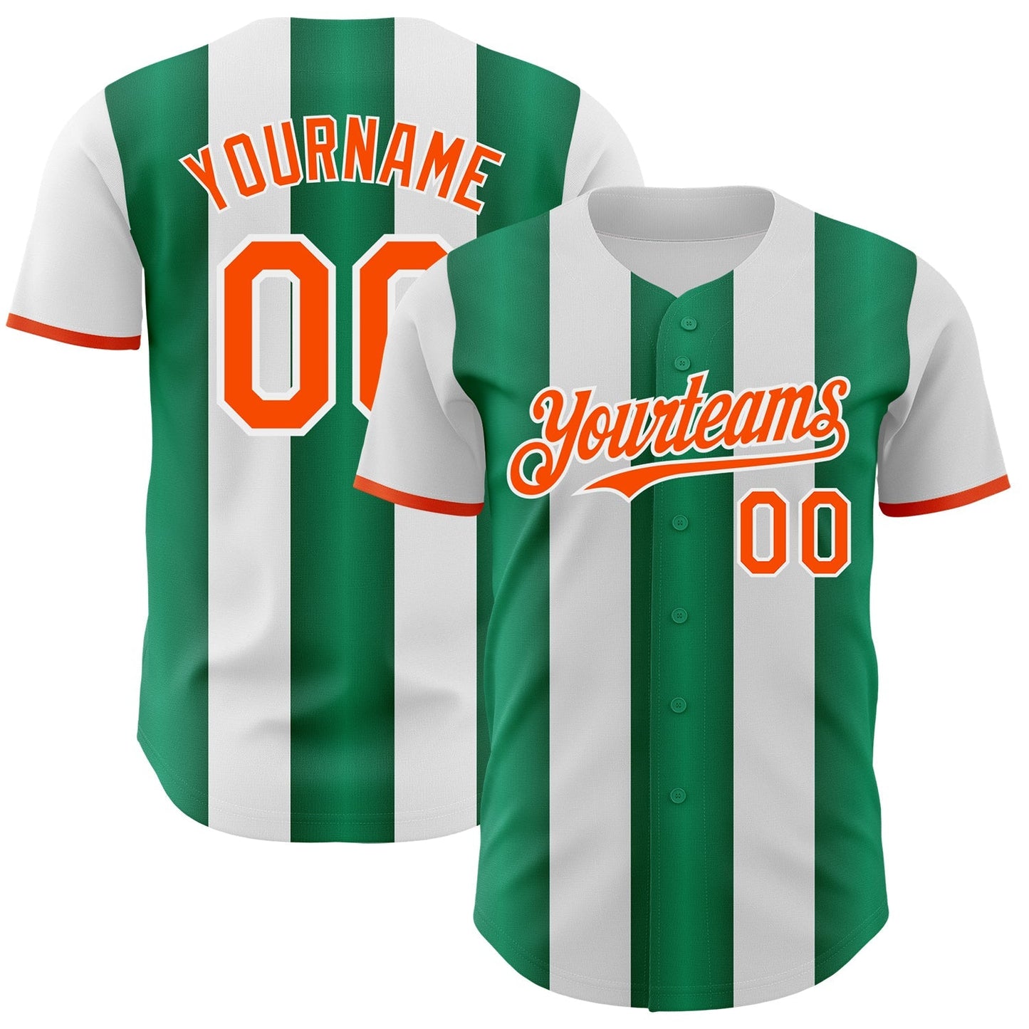 Custom White Orange-Kelly Green Gradient Vertical Stripe Argentina Style Authentic Baseball Jersey baseball jersey product view 1